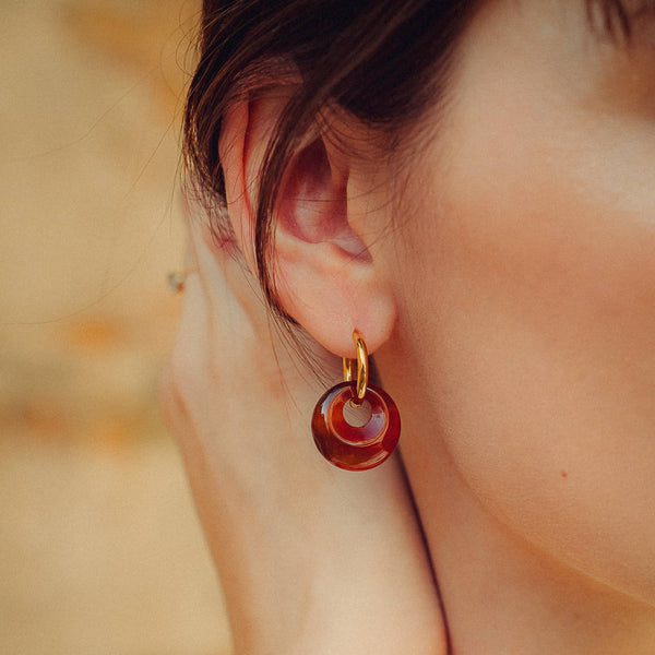 Boucles d'oreilles Blima en pierres Agate rouge - SLOYA
