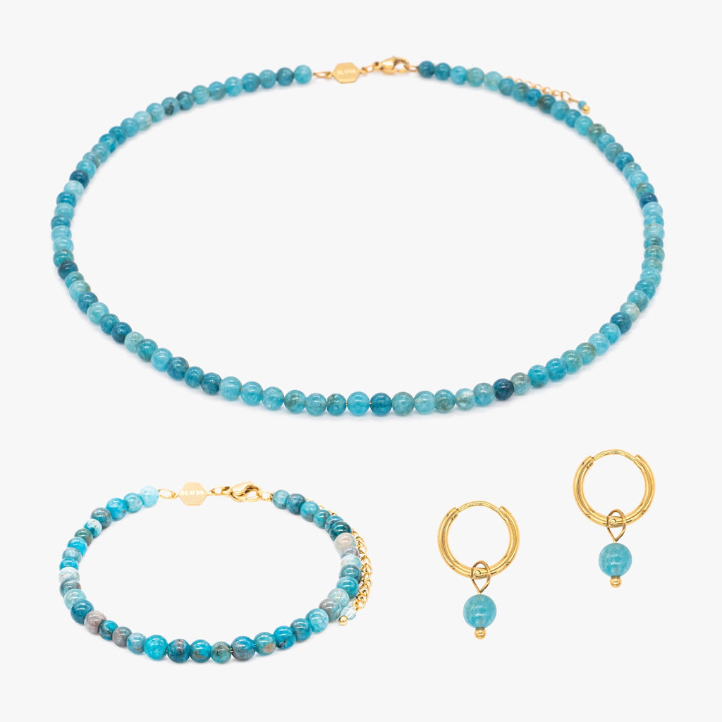 Collier, bracelet et boucles d'oreilles Serena en pierres Apatite - SLOYA