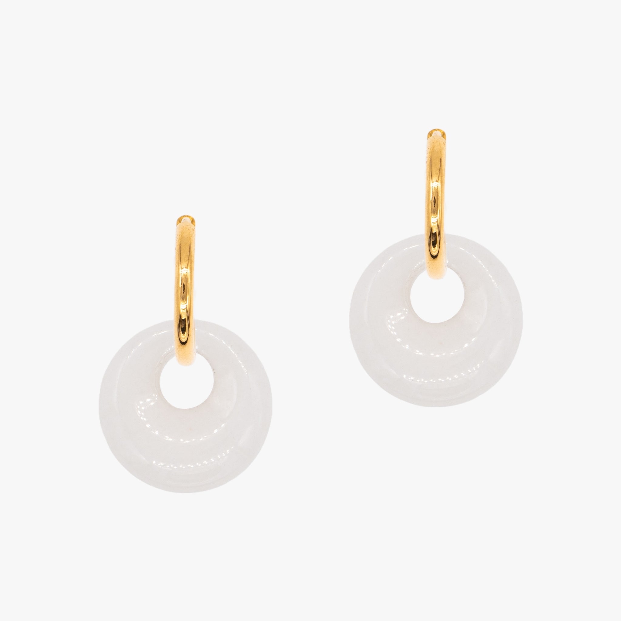 Boucles d'oreilles Blima en pierres Jade blanche - SLOYA