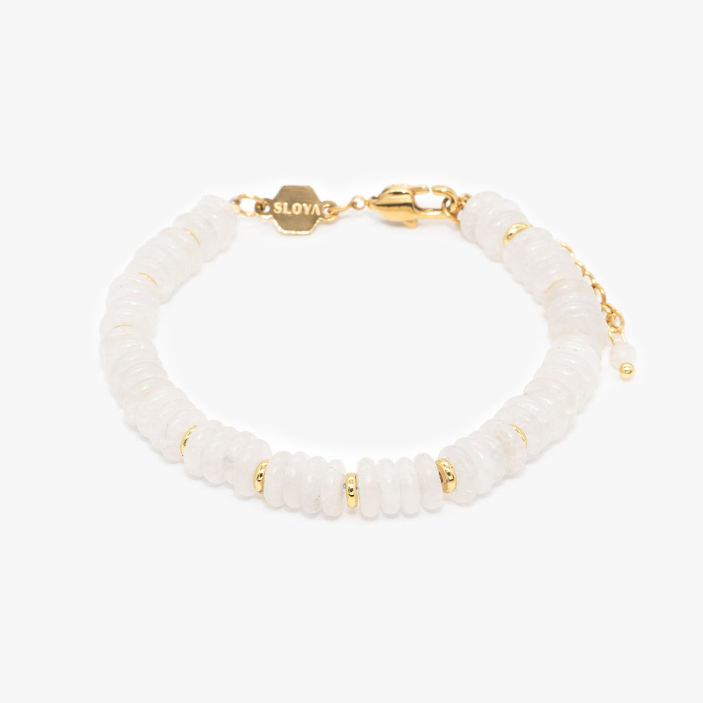 Bracelet Blima en pierres Jade blanche - SLOYA