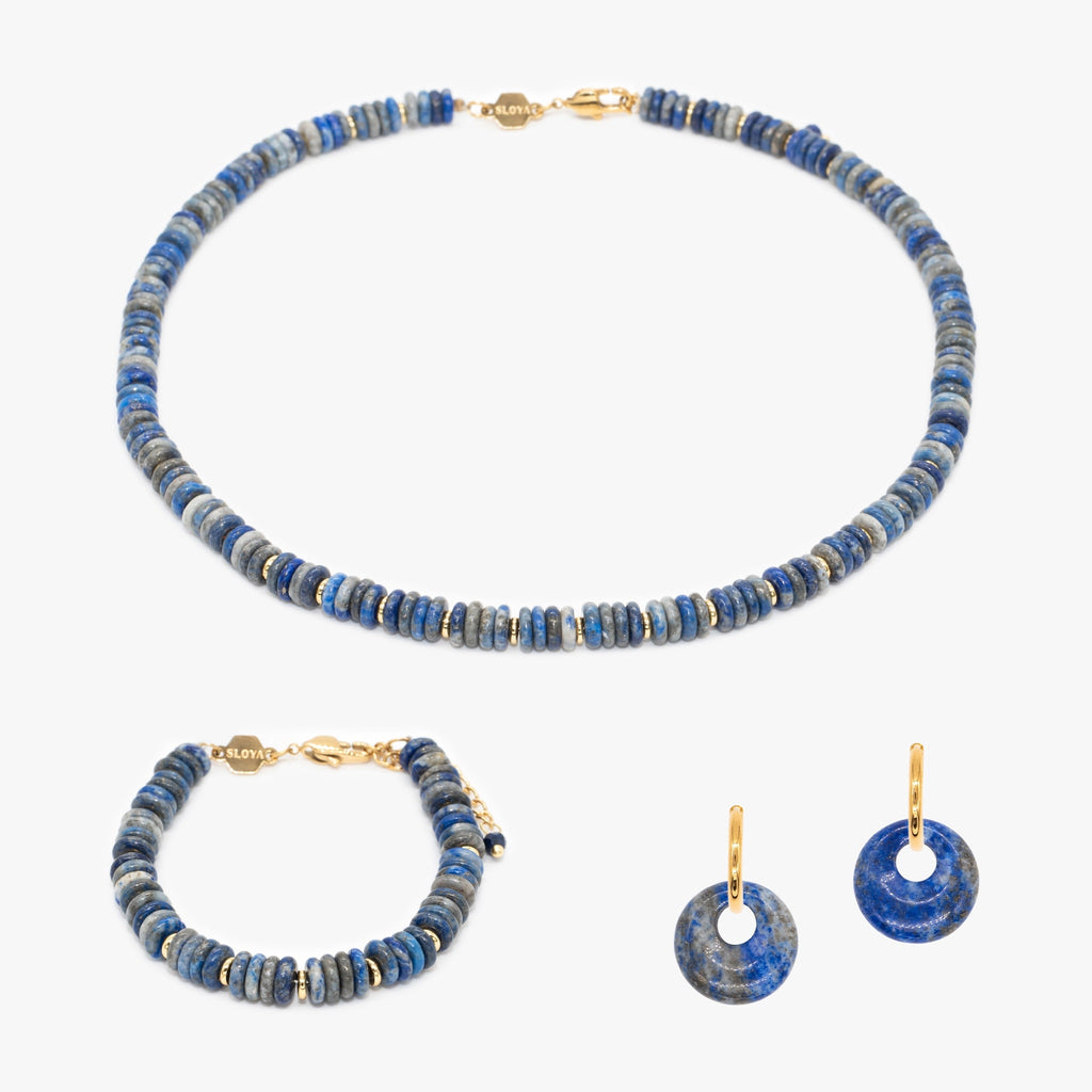 Collier, bracelet et boucles d'oreilles Blima en pierres Lapis-lazuli - SLOYA