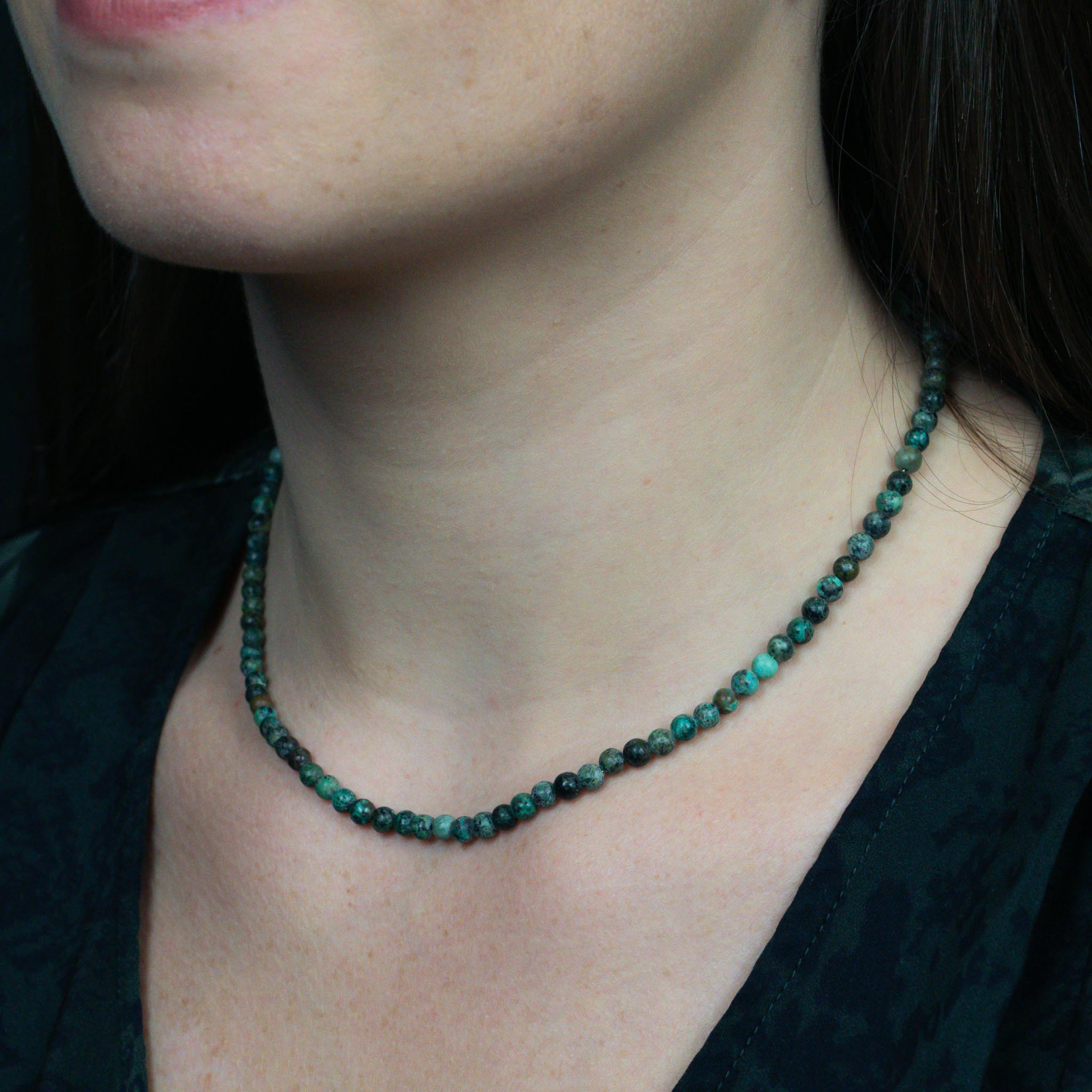 Collier, bracelet et boucles d'oreilles Serena en pierres Turquoise Africain - SLOYA