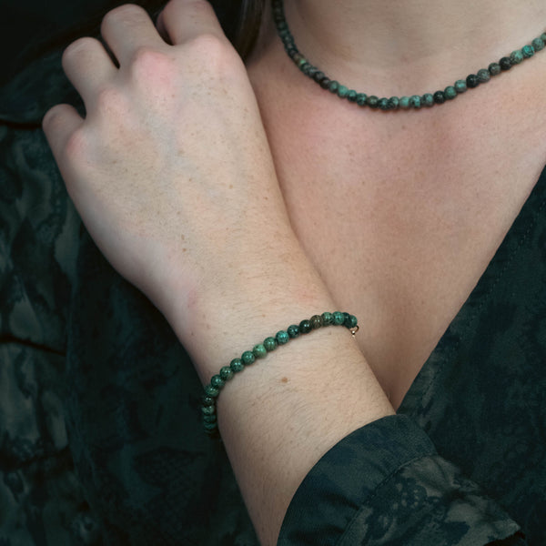 Collier, bracelet et boucles d'oreilles Serena en pierres Turquoise Africain - SLOYA