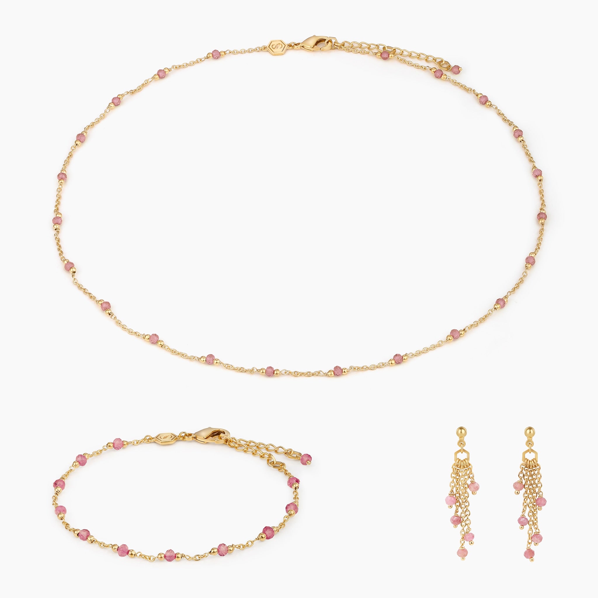 Collier, bracelet et boucles d'oreilles Elyssa en pierres Tourmaline - SLOYA