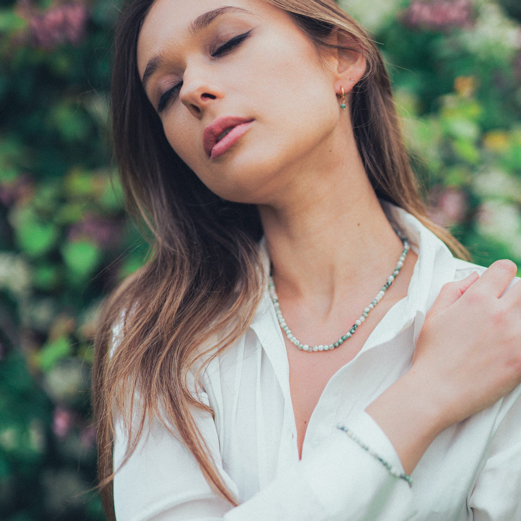 Collier, bracelet et boucles d'oreilles Serena en pierres Agate Arbre - SLOYA