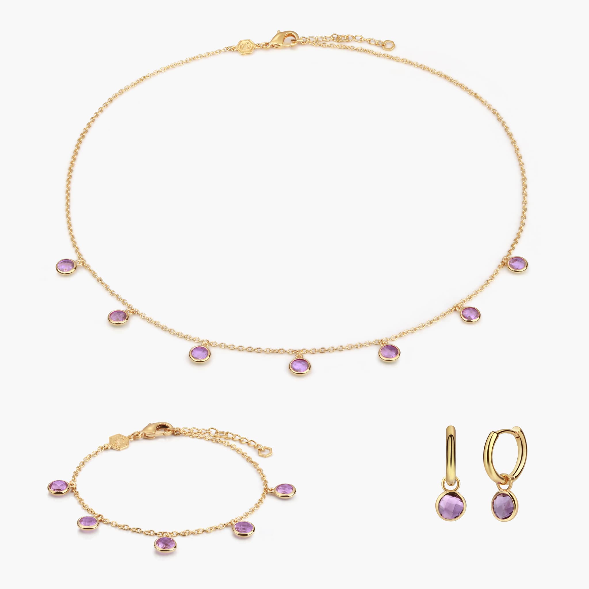 parure Collier, bracelet et boucles d'oreilles Gemia en pierres Améthyste