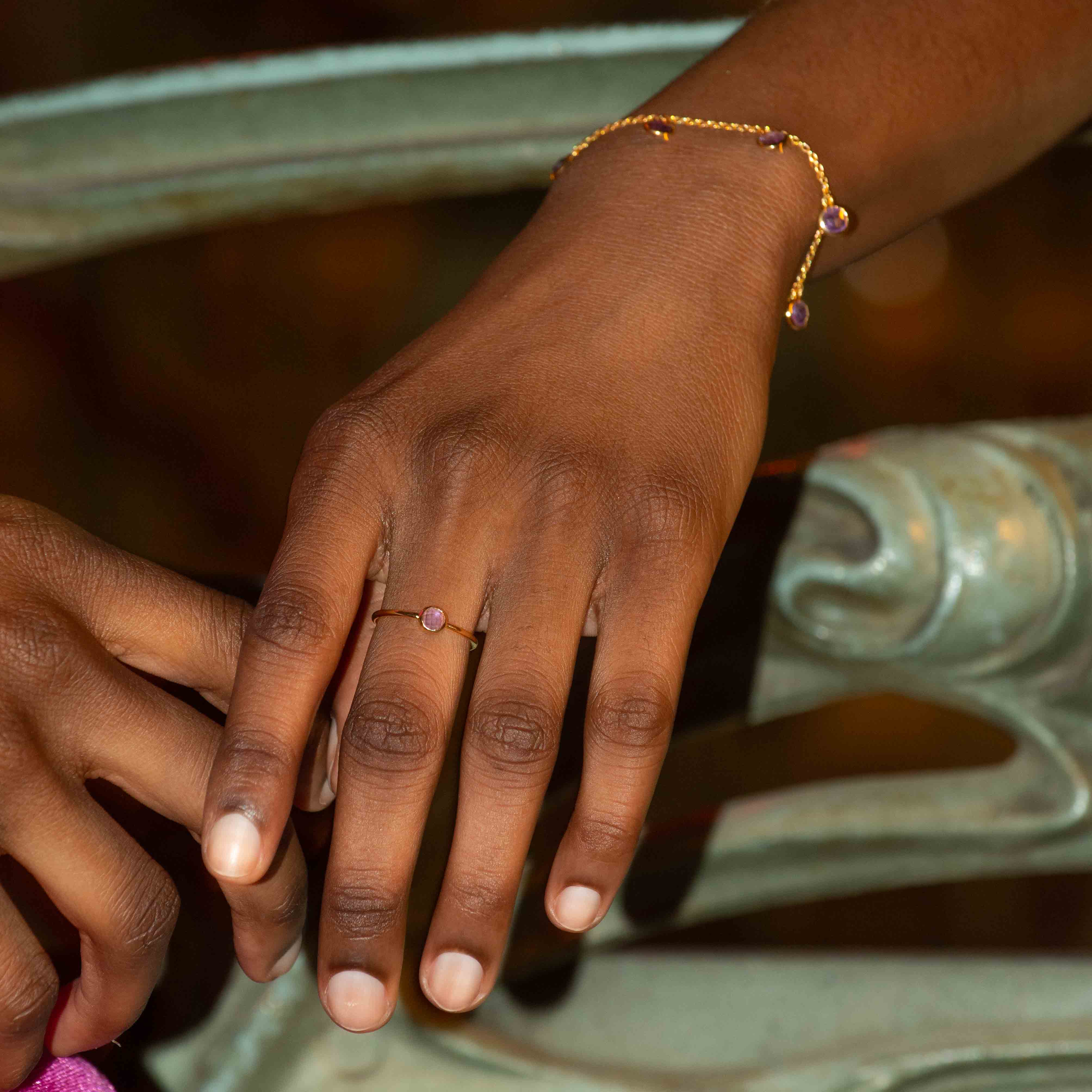 Bague Gemia en pierre Améthyste plaqué or - SLOYA