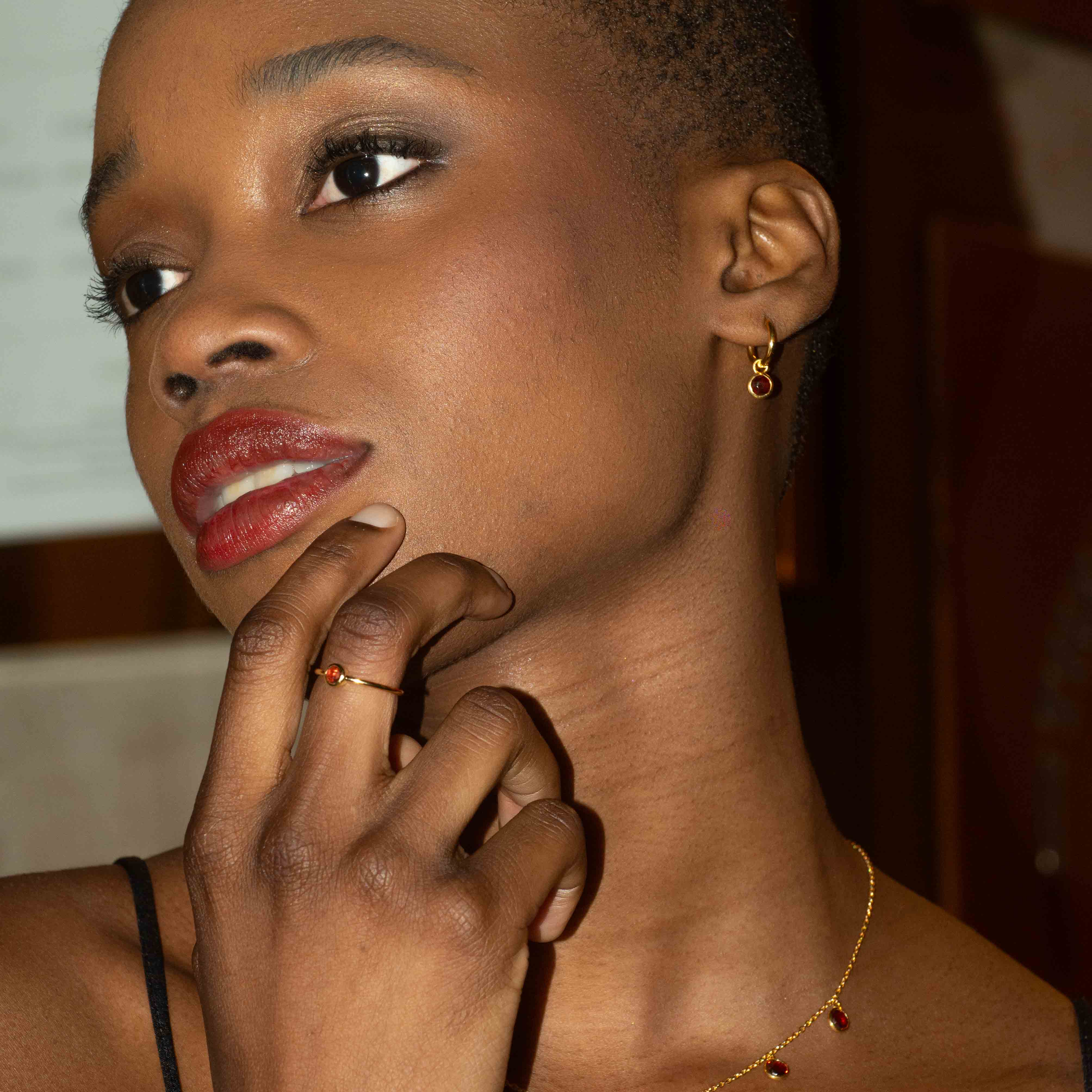 Bague Gemia en pierre Grenat plaqué or - SLOYA