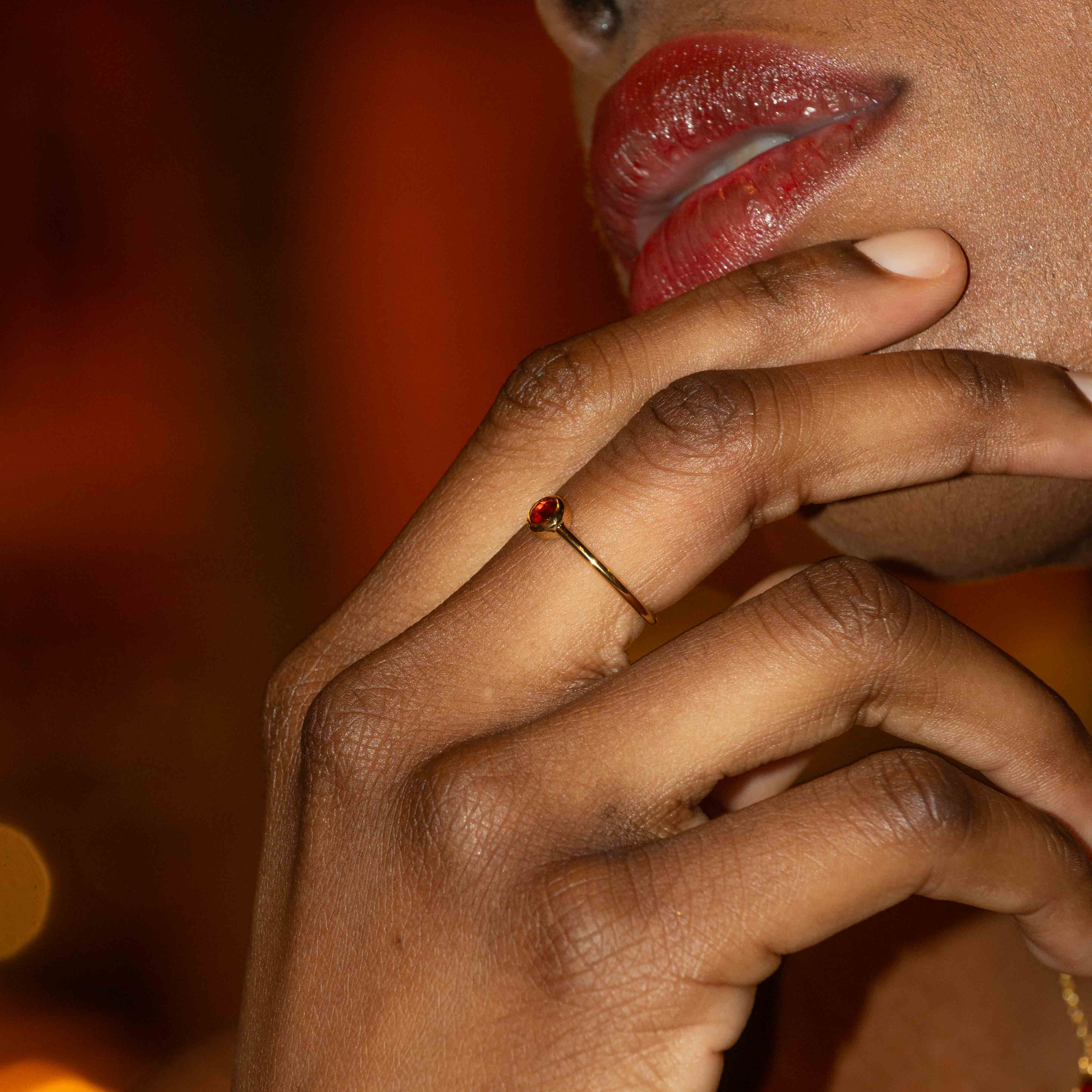 Bague Gemia en pierre Grenat plaqué or - SLOYA