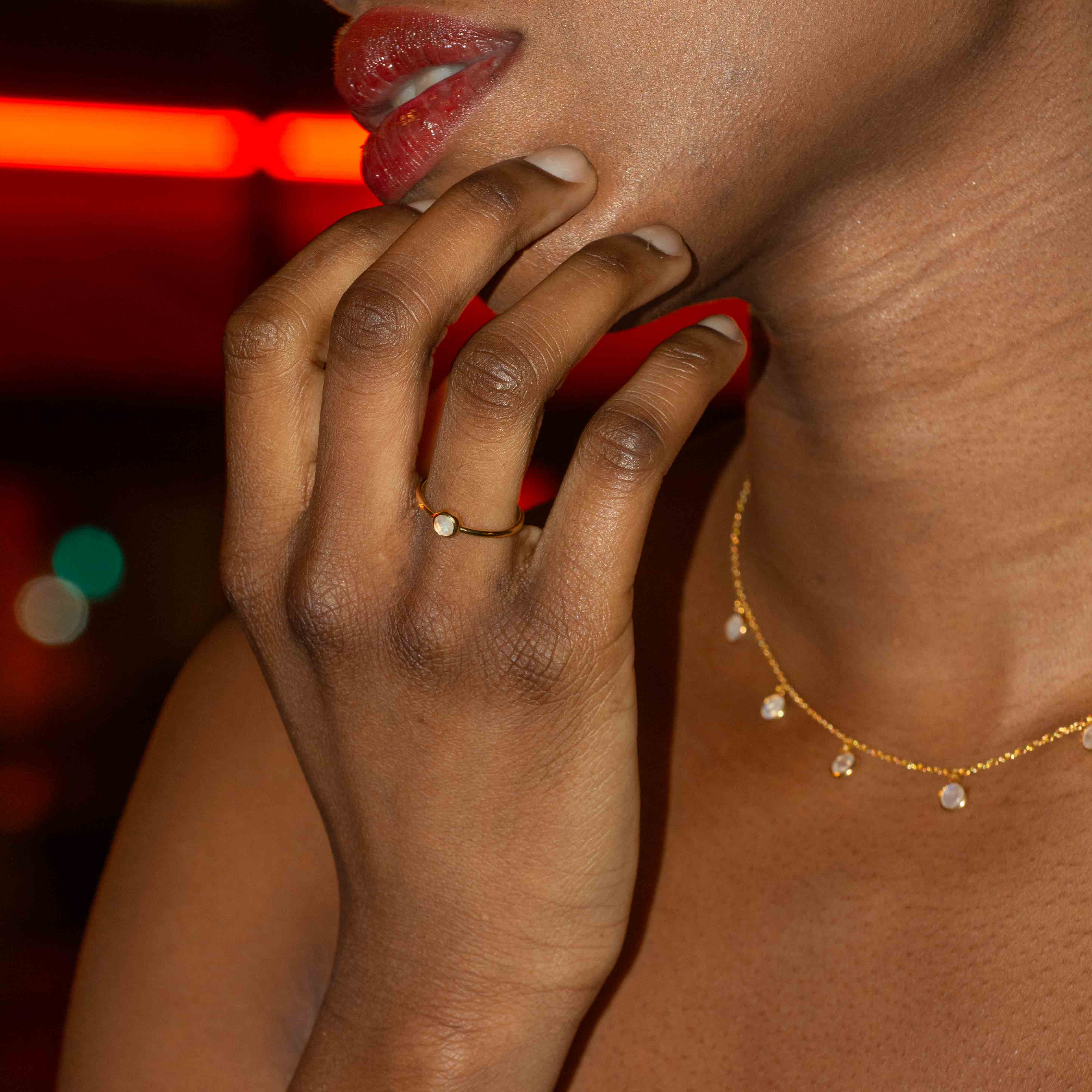 Bague Gemia en pierre de Lune plaqué or - SLOYA