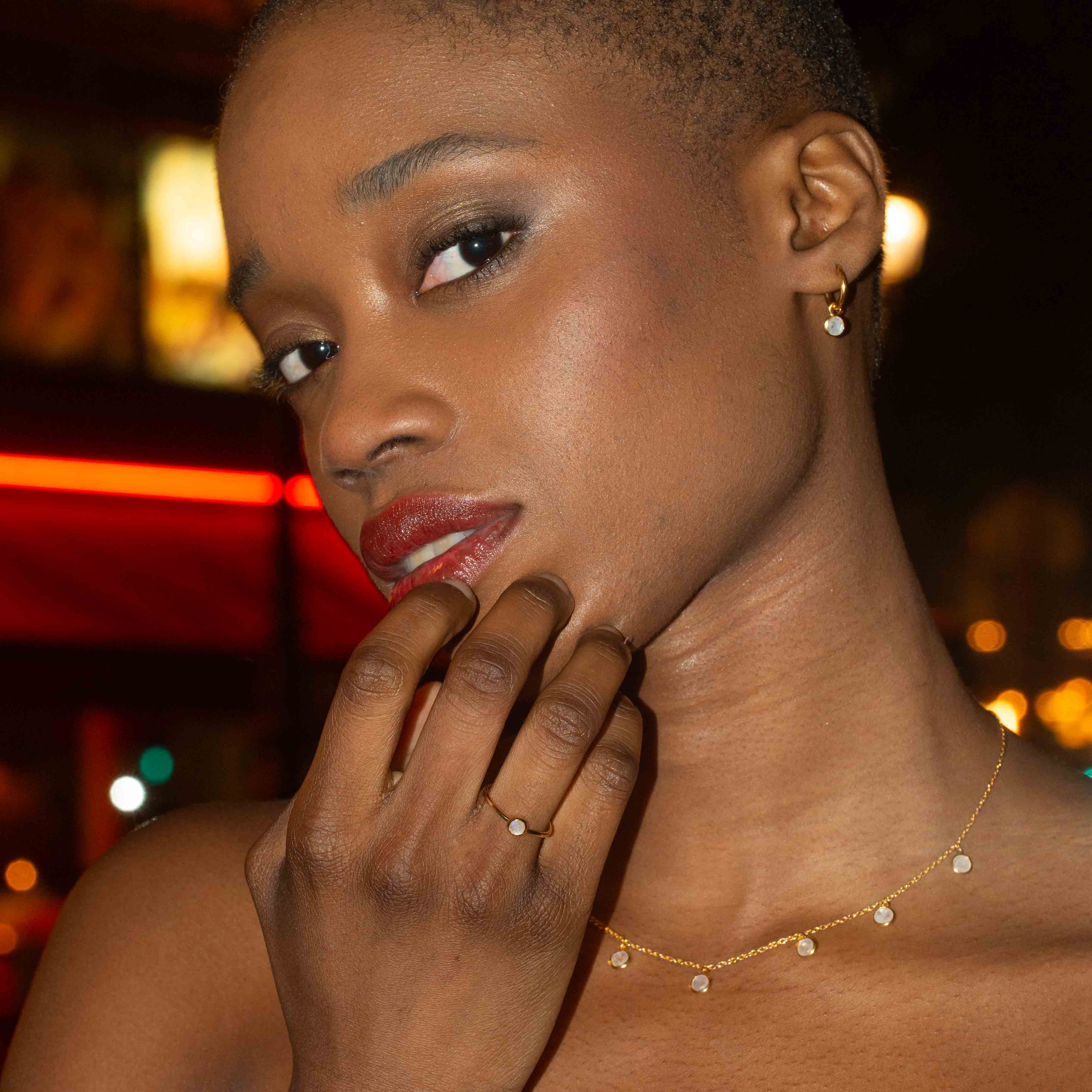 Bague Gemia en pierre de Lune plaqué or - SLOYA