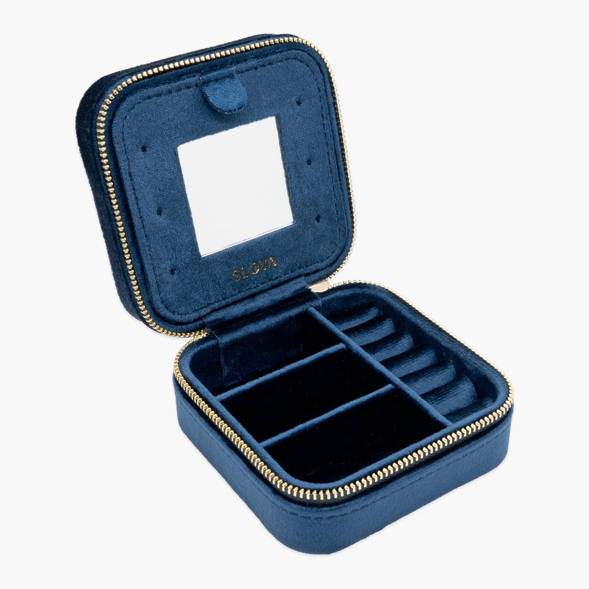 boite à bijoux sloya en velour bleu lapis lazuli