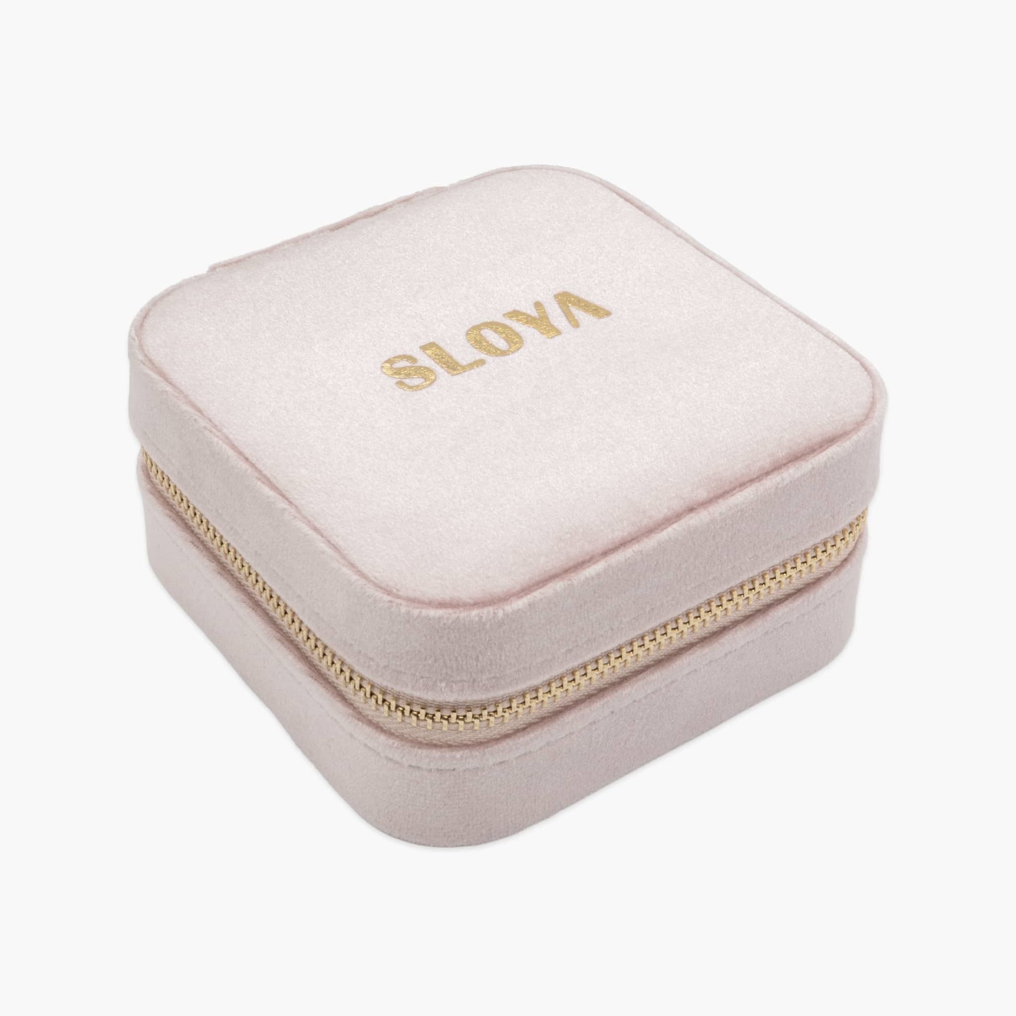 boîte à bijoux sloya en velour rose pêche