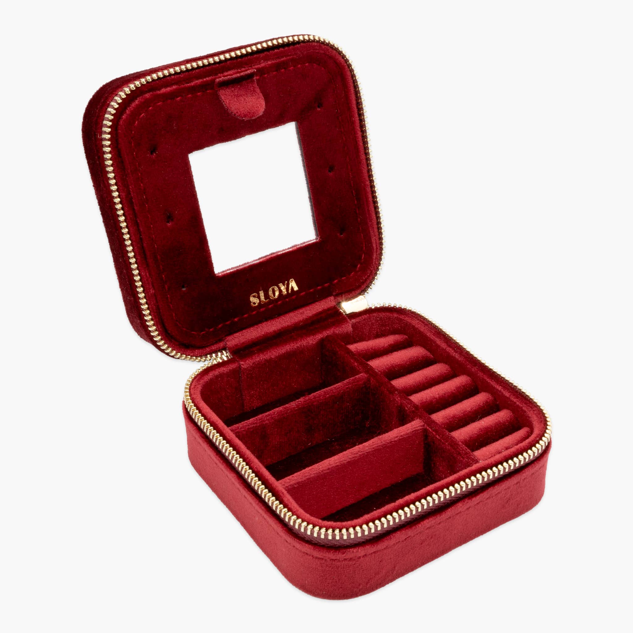 boite à bijoux sloya en velour rouge