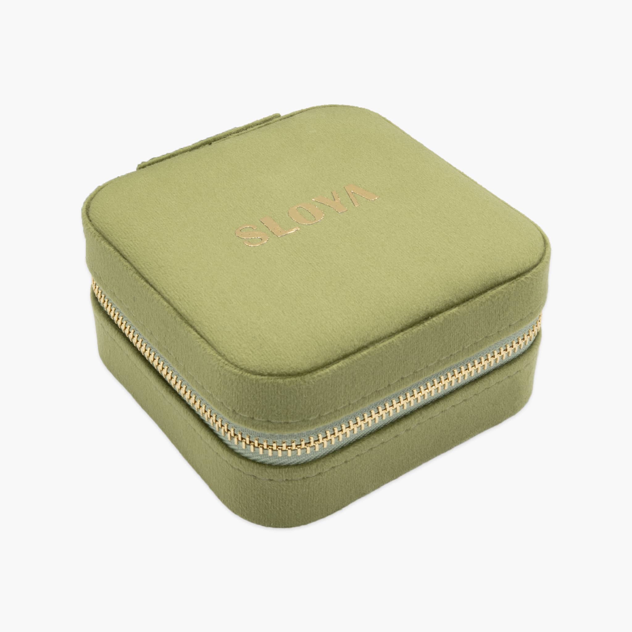 boite à bijoux sloya en velour verte olive