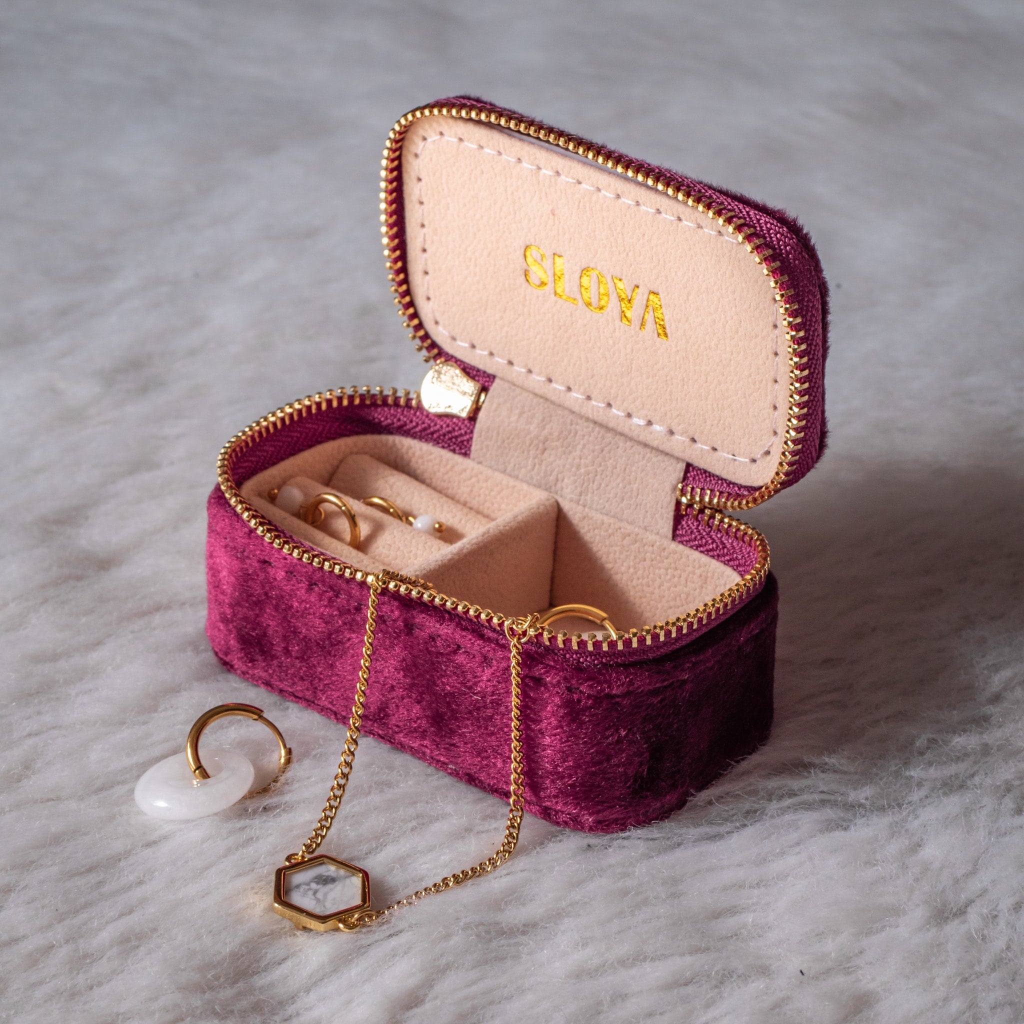 Mini boîte à bijoux velours rouge grenat - SLOYA