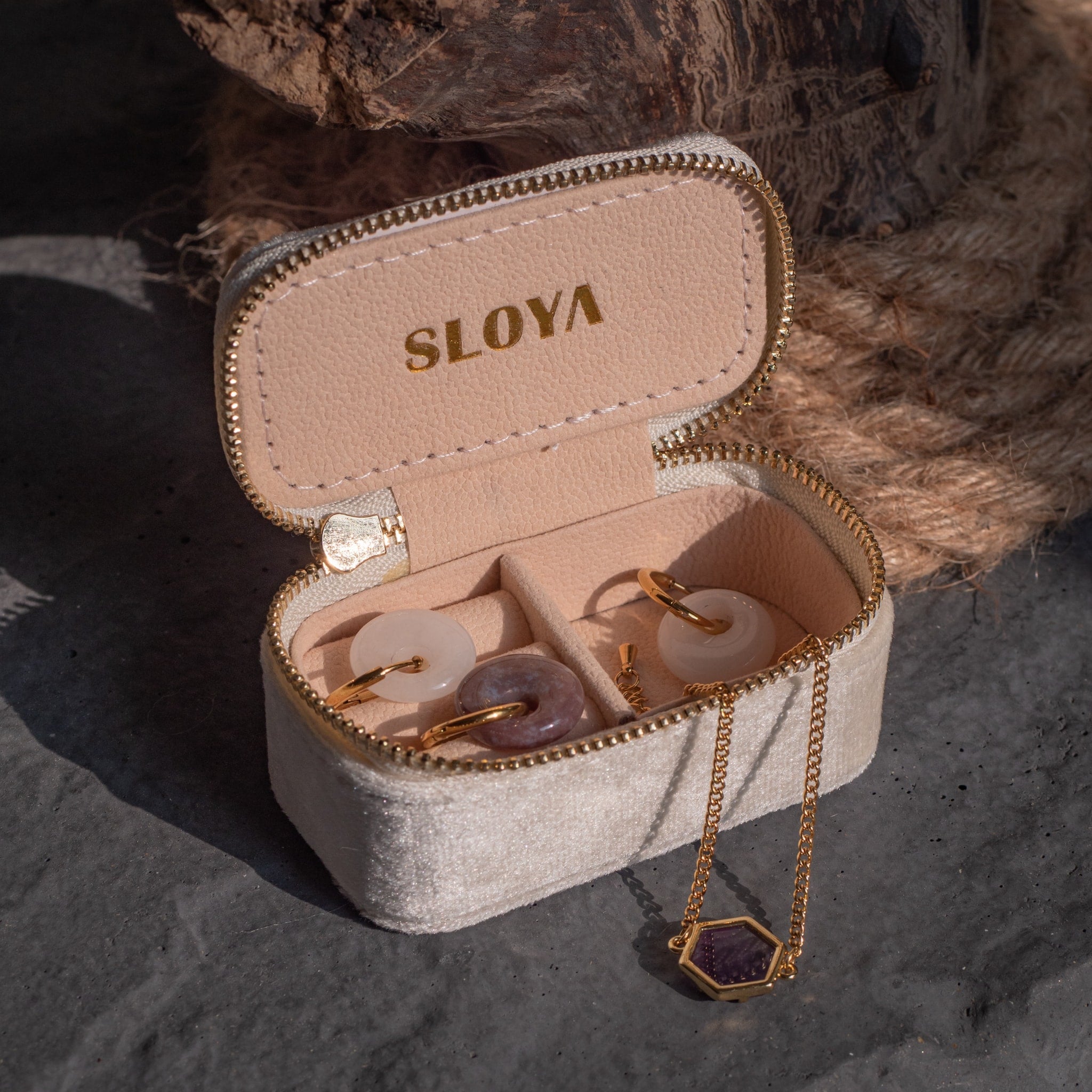 Mini boîte à bijoux velours blanc coton - SLOYA