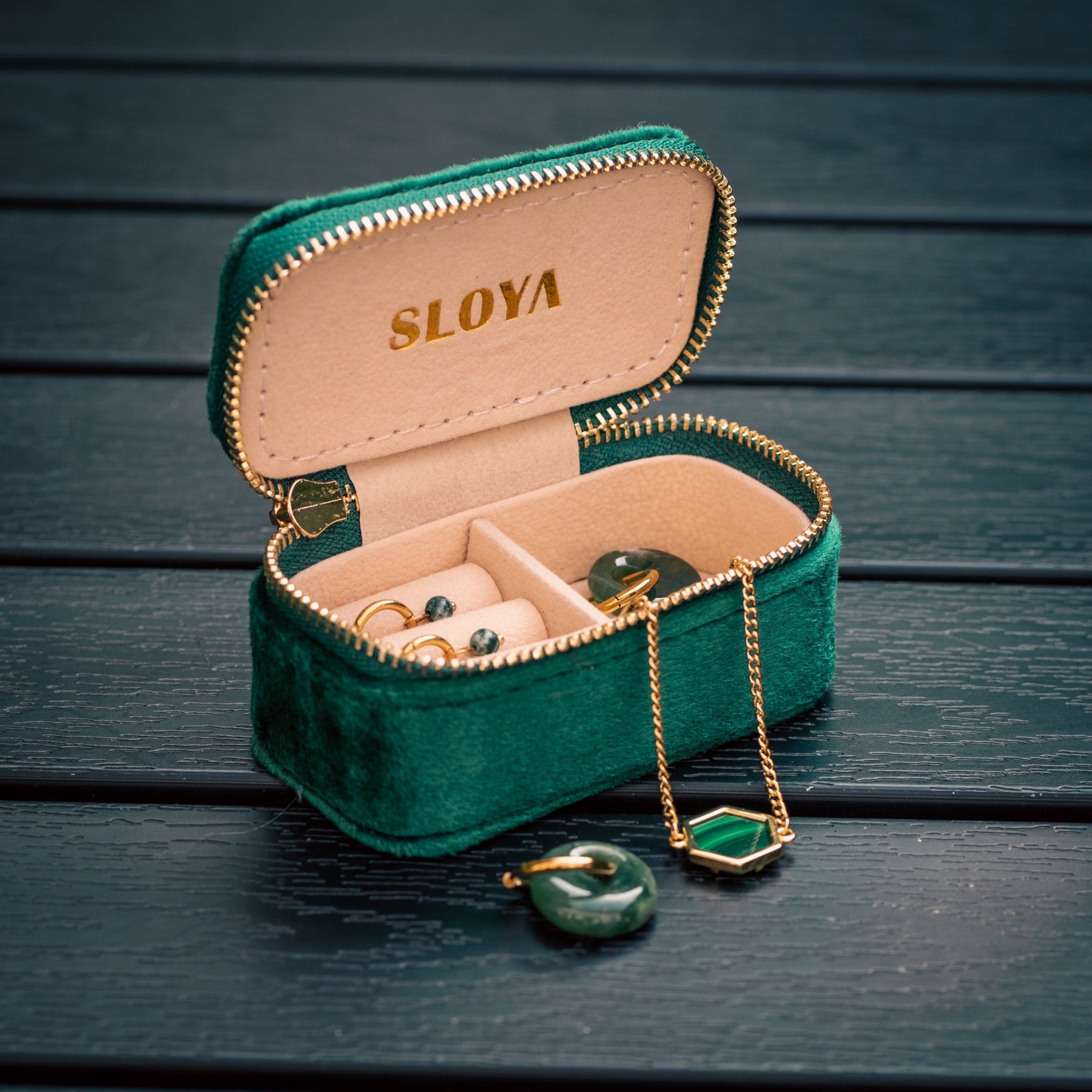 Mini boîte à bijoux velours vert emeraude - SLOYA