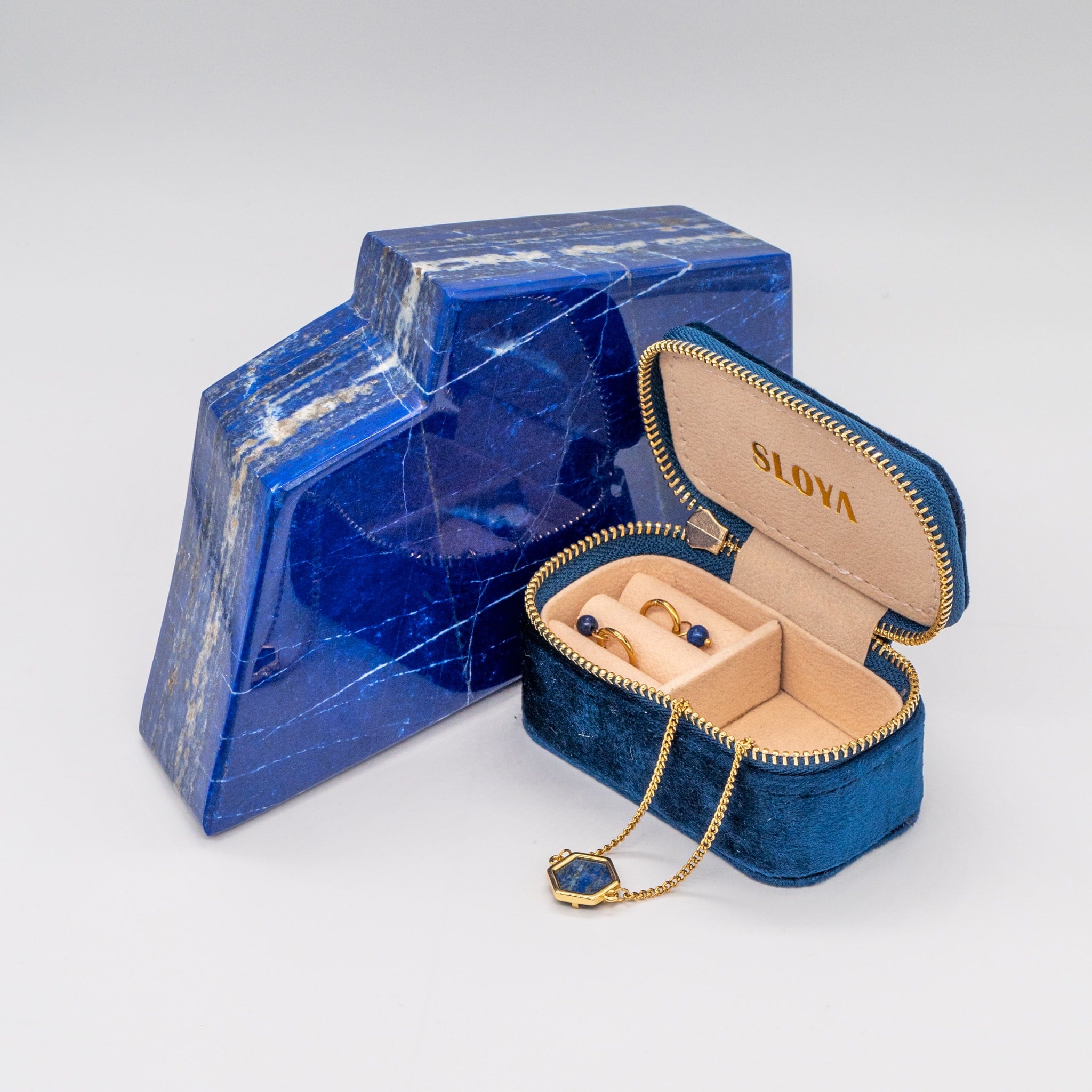 Mini boîte à bijoux velours bleu horizon - SLOYA