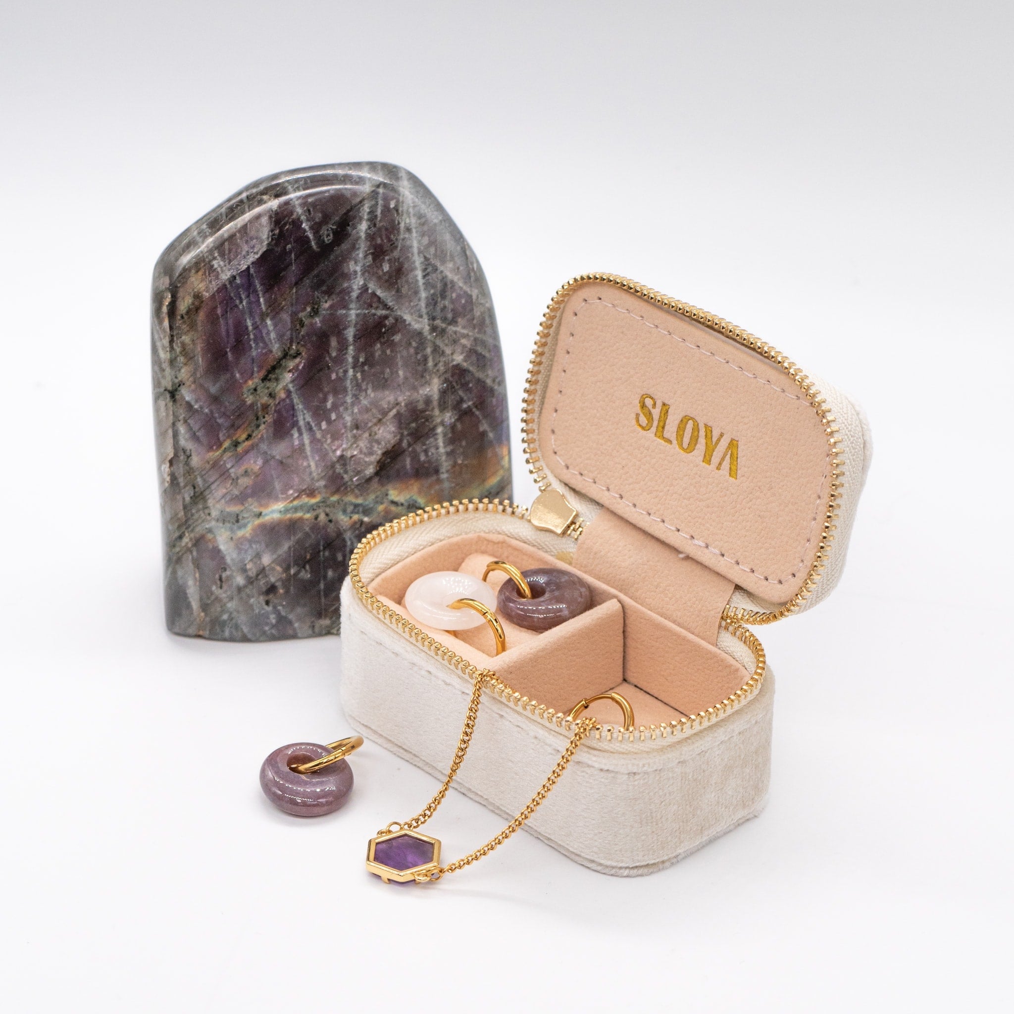 Mini boîte à bijoux velours blanc coton - SLOYA