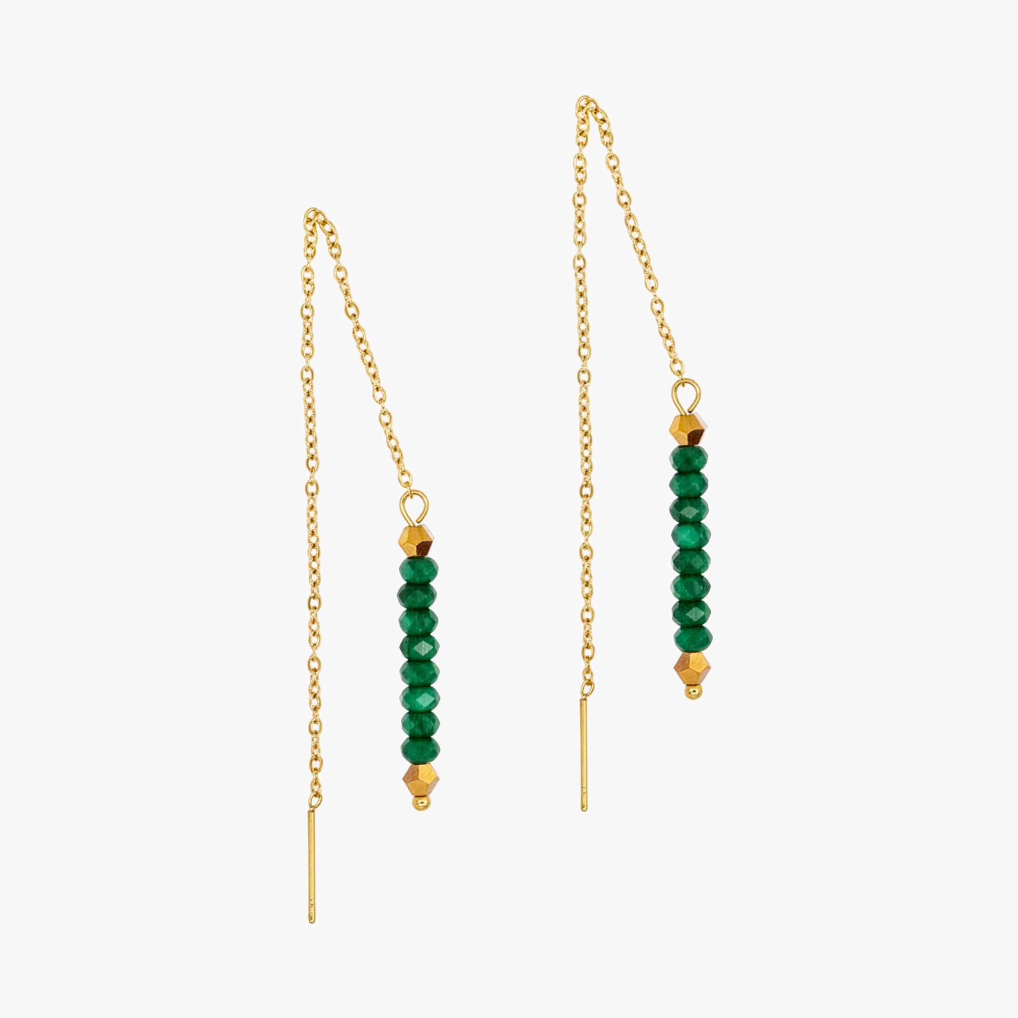 Boucles d'oreilles pendantes Lumia en pierres Malachite - SLOYA