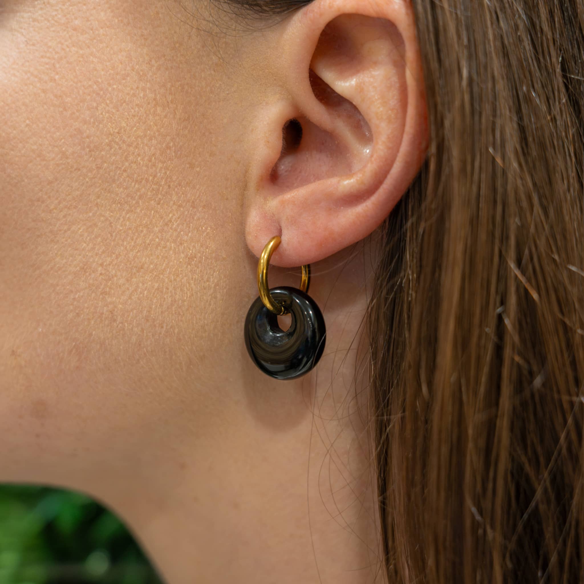 Boucles d'oreilles Blima en pierres Agate noire - SLOYA