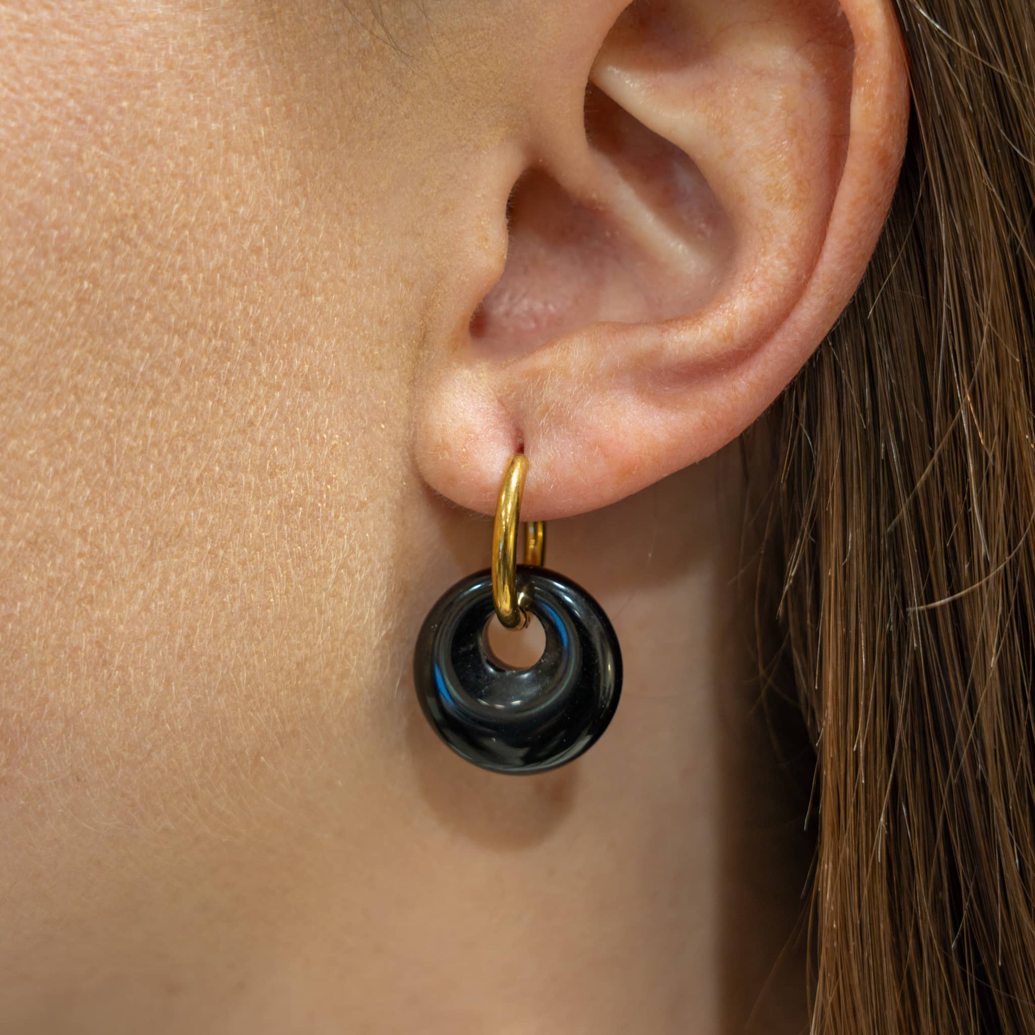 Boucles d'oreilles Blima en pierres Agate noire - SLOYA
