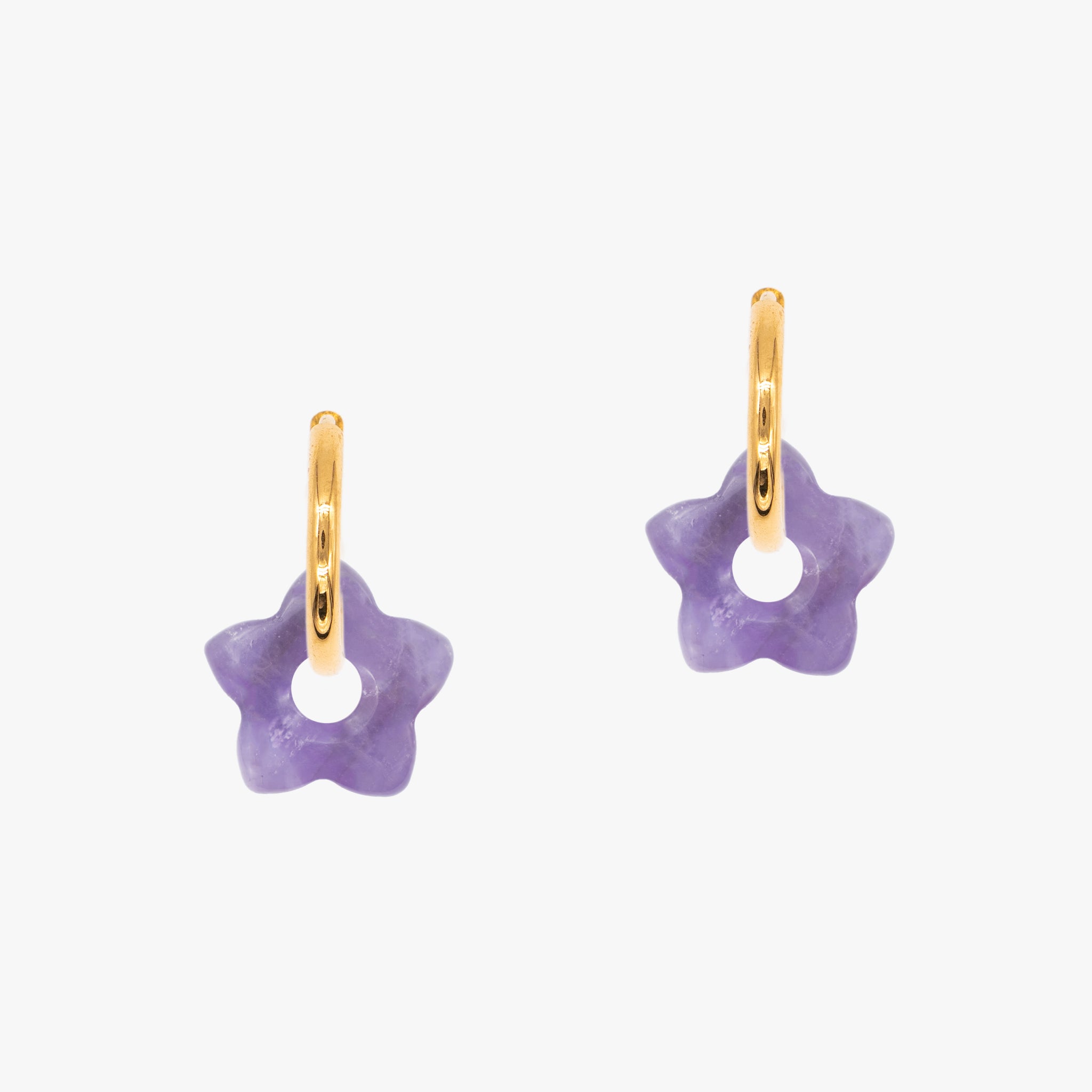 Boucles d'oreilles Fleur en pierres Améthyste - SLOYA