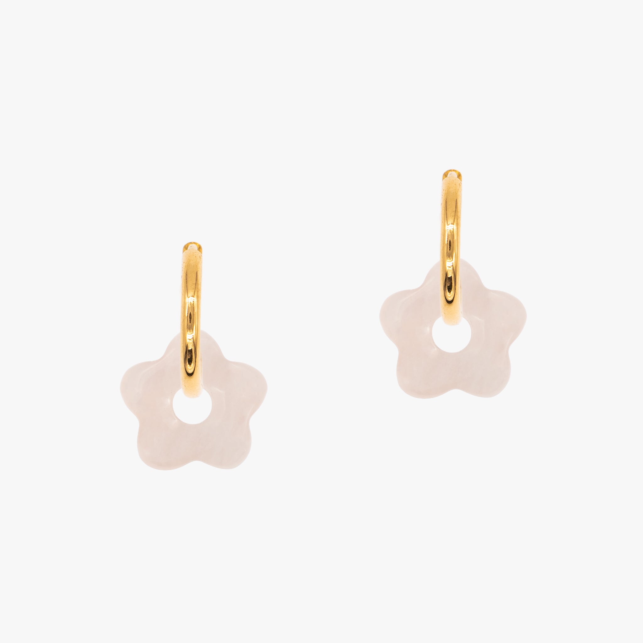 Boucles d'oreilles Fleur en pierres Quartz Rose - SLOYA