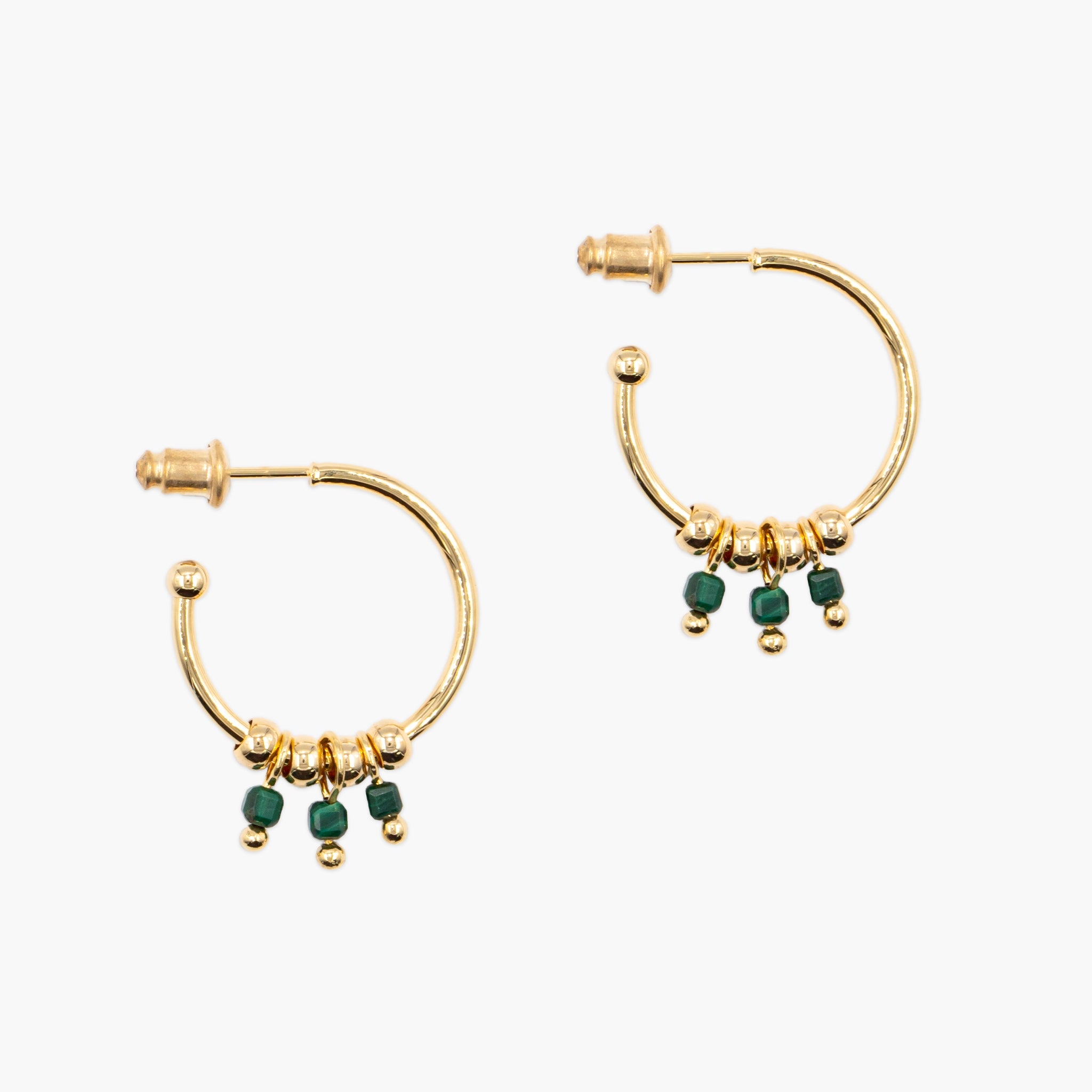 Boucles d'oreilles Karia en pierres Malachite - SLOYA