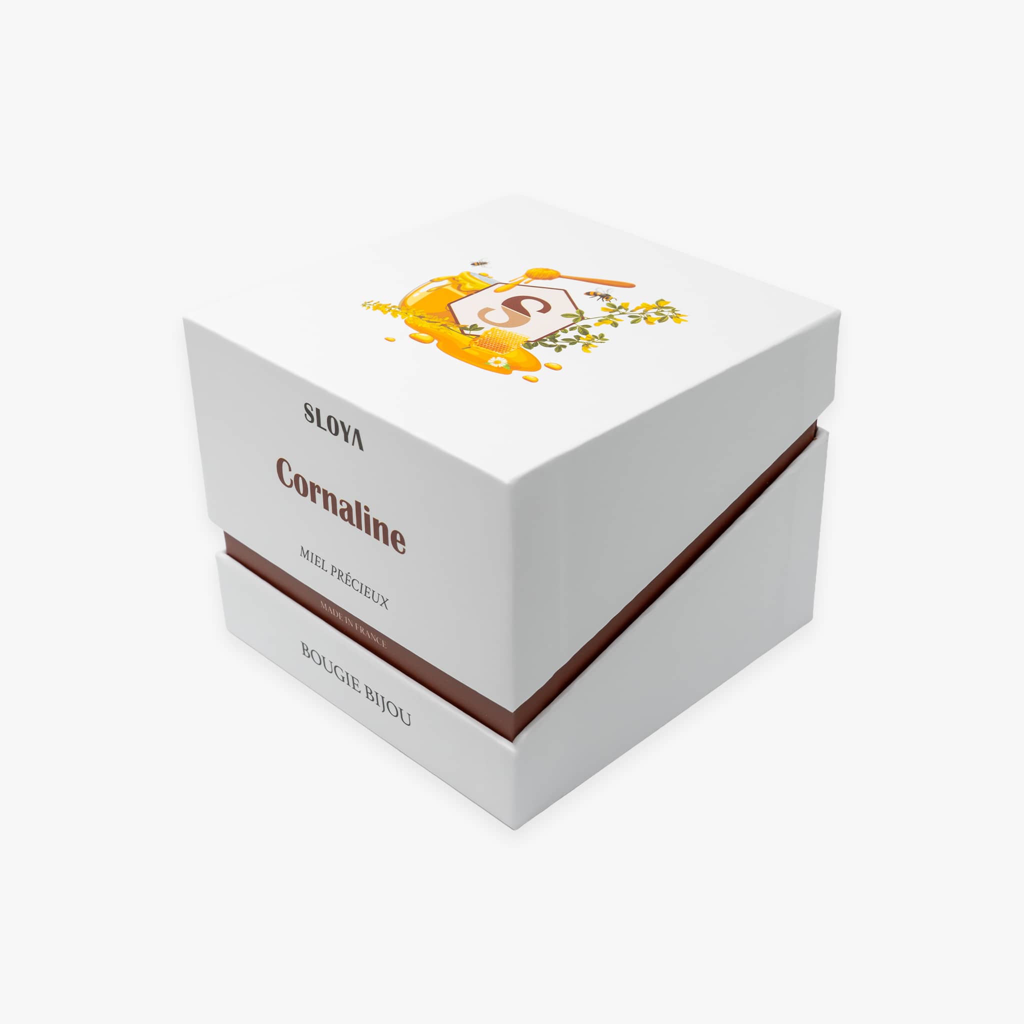 Bougie bijou pierres Cornaline - parfum Miel Précieux - SLOYA