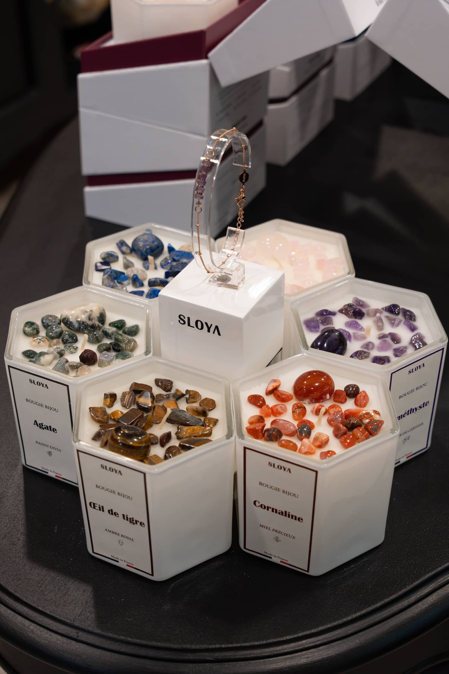 bougies bijou et pierres naturelles sloya