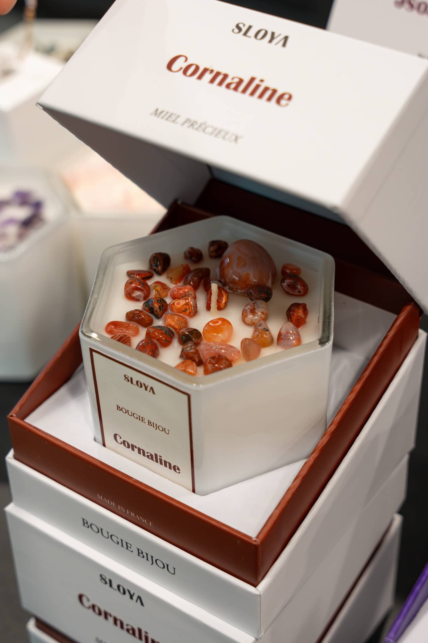 bougies bijou et pierres naturelles sloya