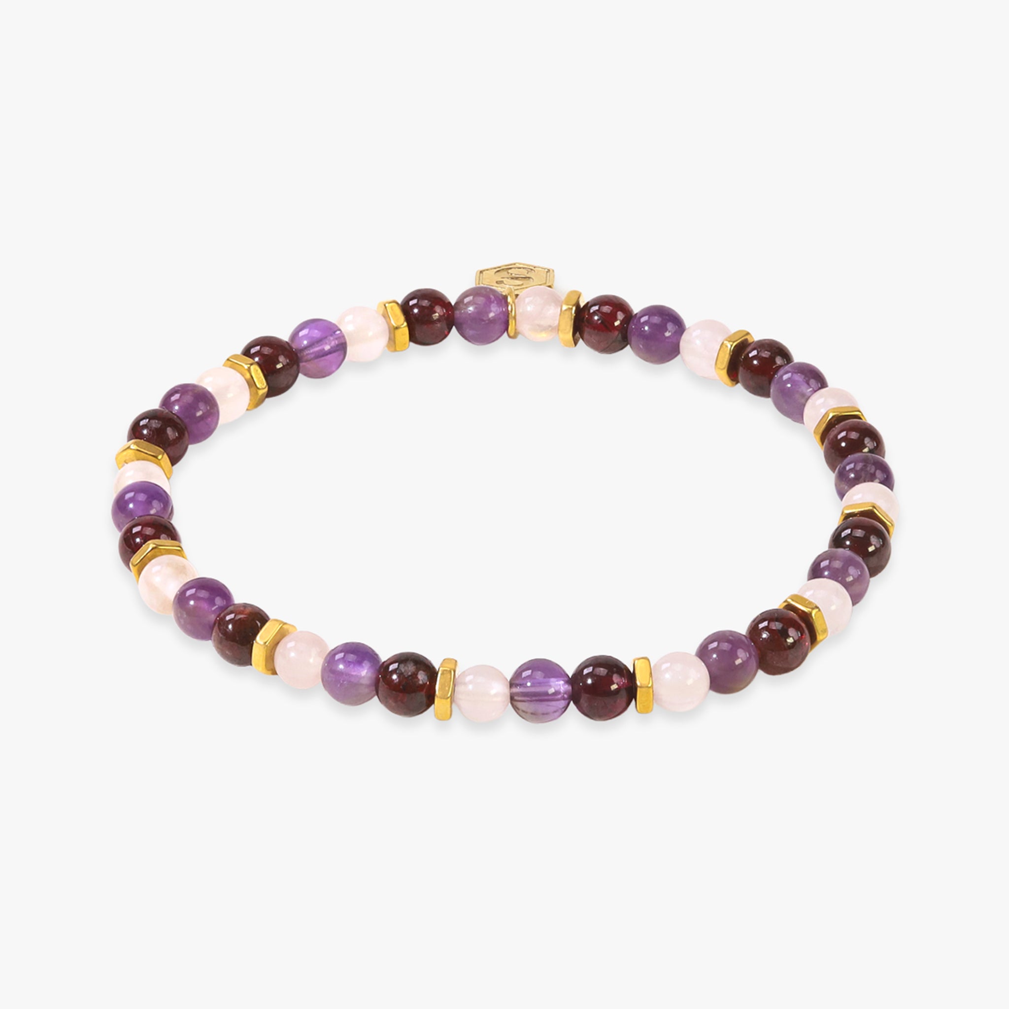 Bracelet serena en pierres Améthyste Quartz rose et Grenat - SLOYA