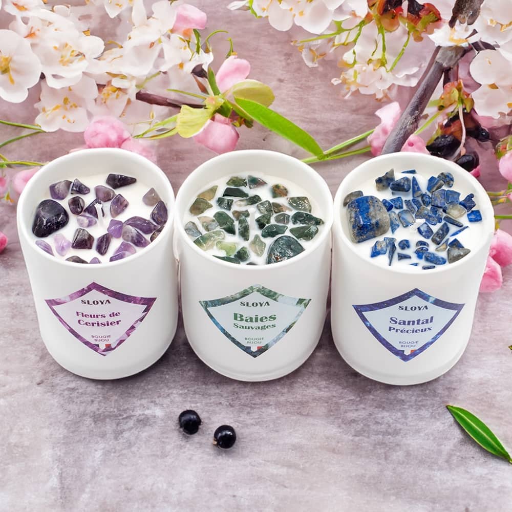 Bougies bijou en pierres Sloya