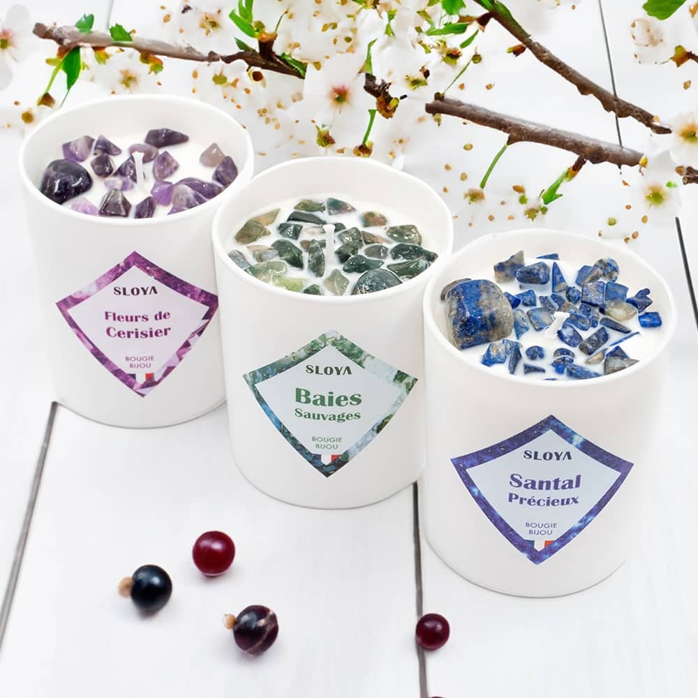 Bougies bijou en pierres Sloya