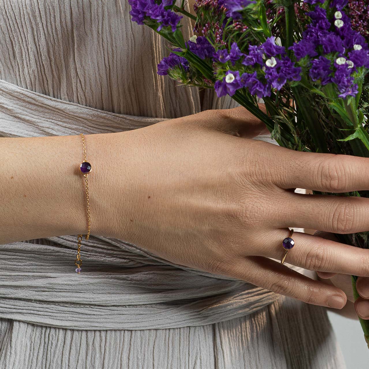 Bague Aurora en pierre Améthyste - SLOYA