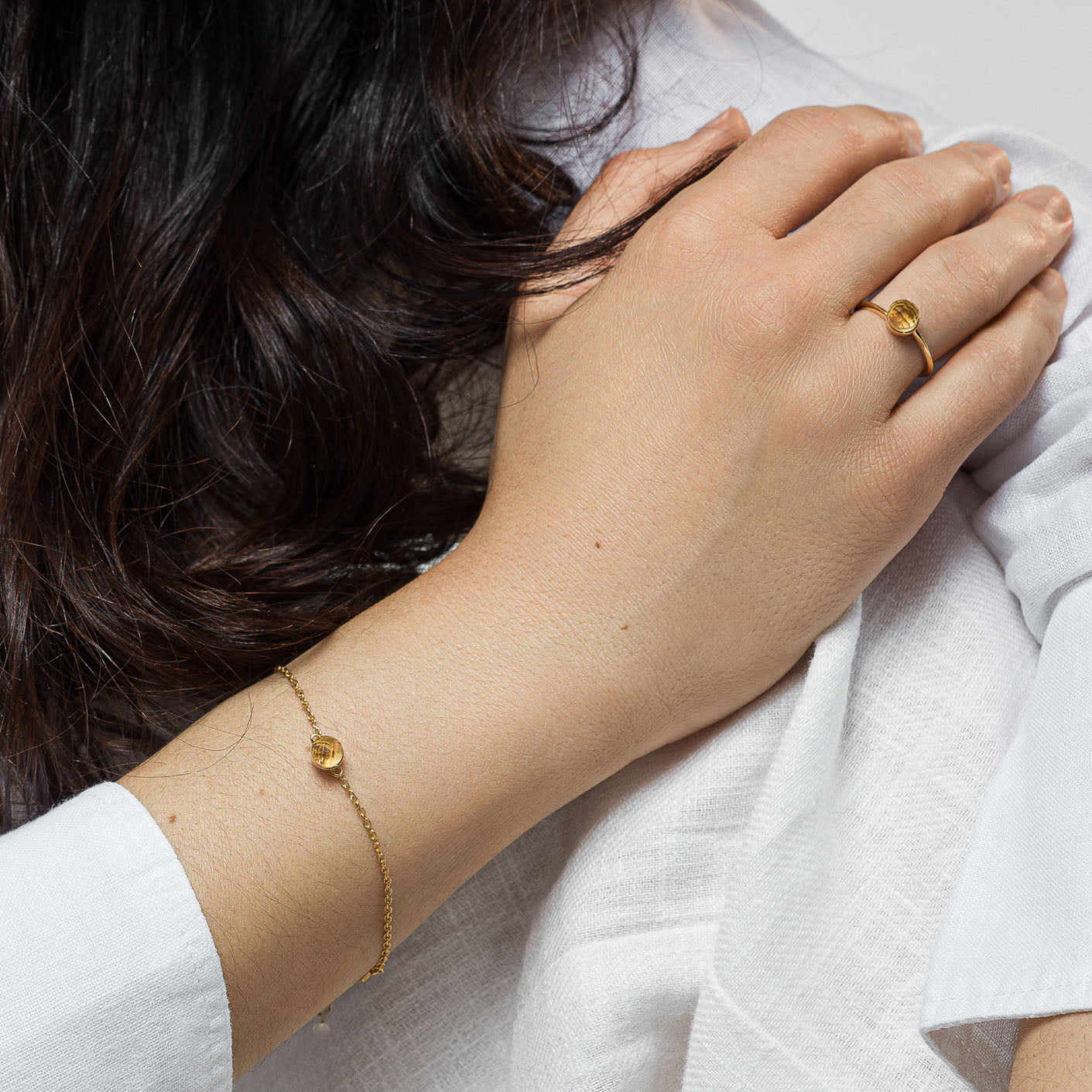 Collier, bracelet et boucles d'oreilles Aurora en pierres Citrine - SLOYA