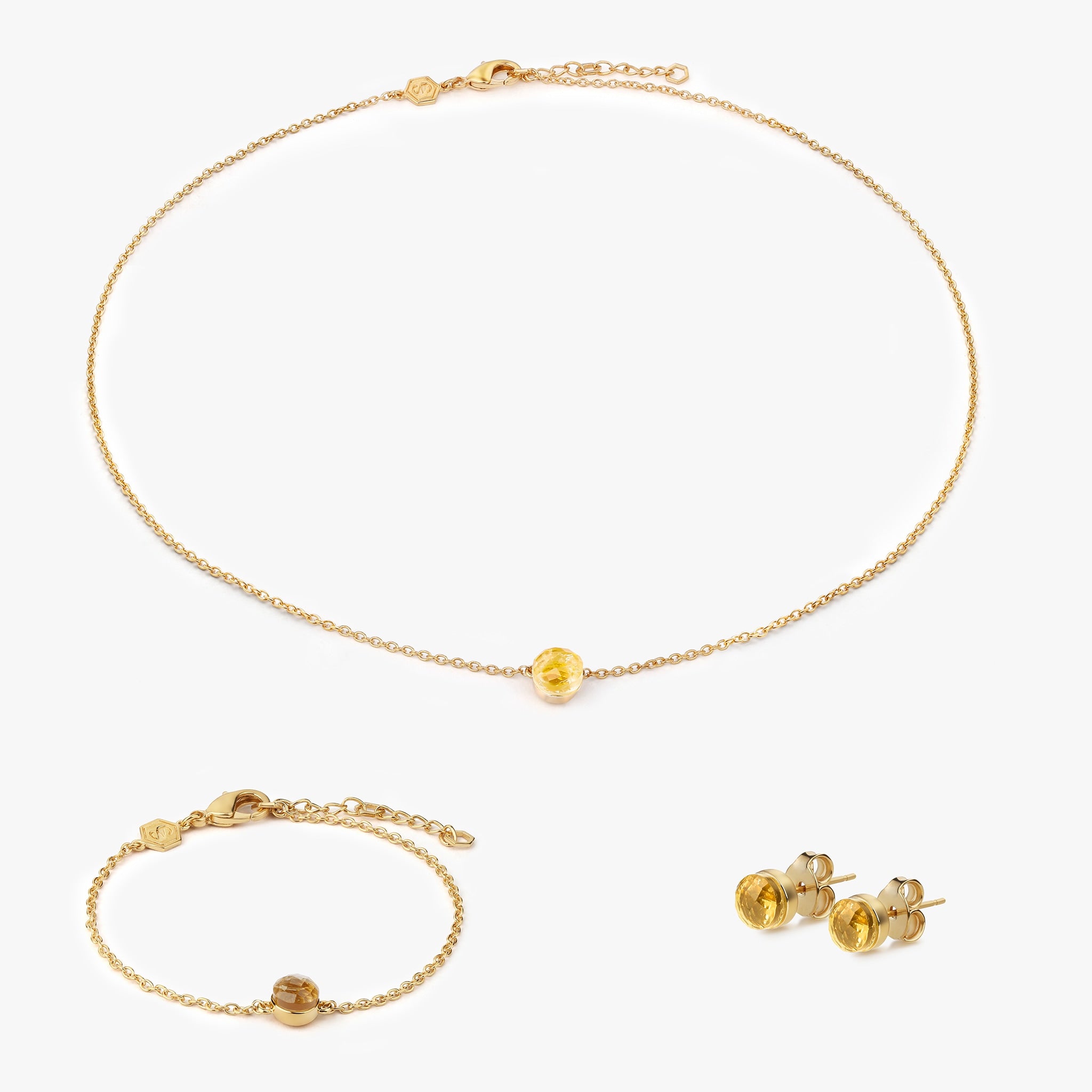 Collier, bracelet et boucles d'oreilles Aurora en pierres Citrine - SLOYA