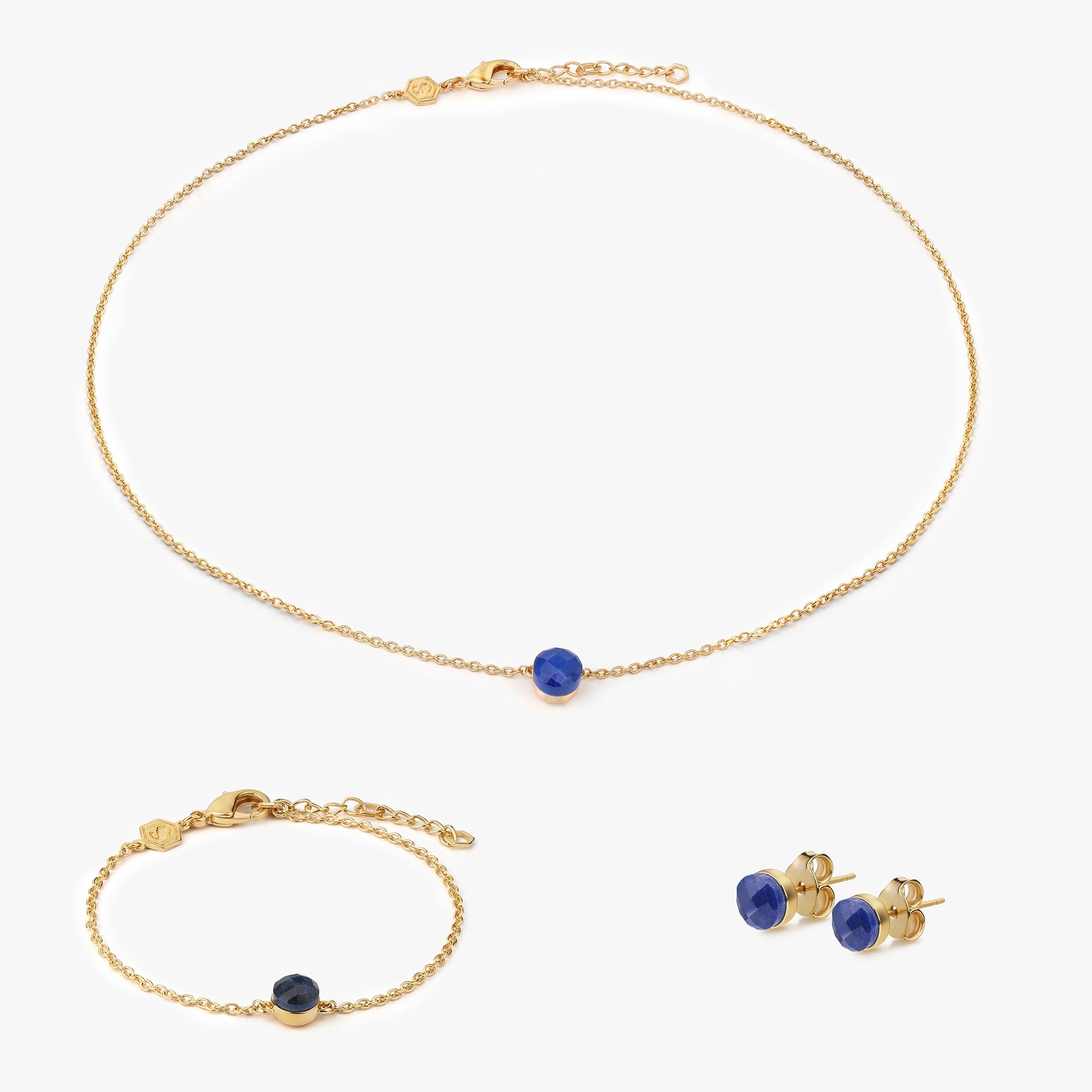 Collier, bracelet et boucles d'oreilles Aurora en pierres Lapis-lazuli - SLOYA