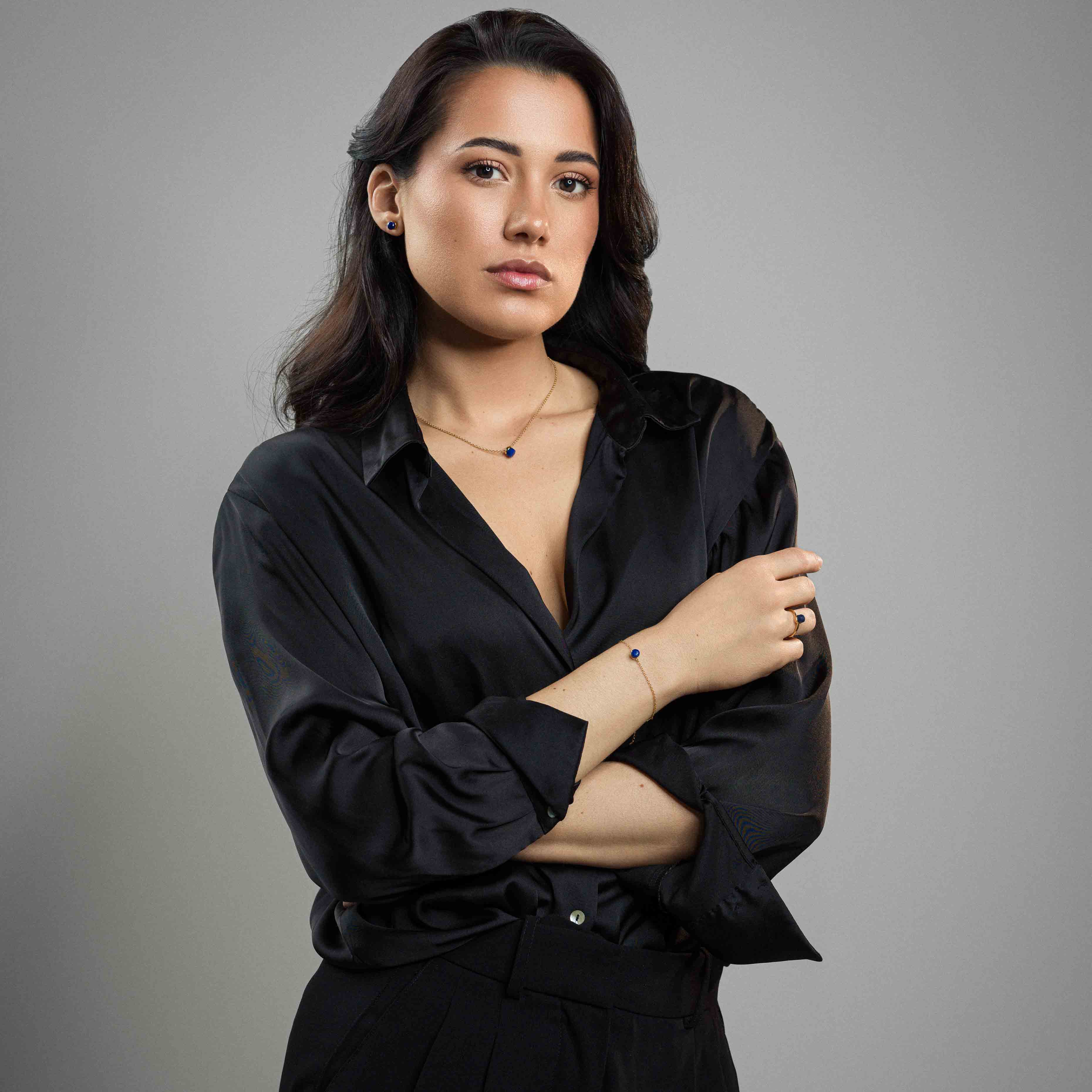 Collier, bracelet et boucles d'oreilles Aurora en pierres Lapis-lazuli - SLOYA