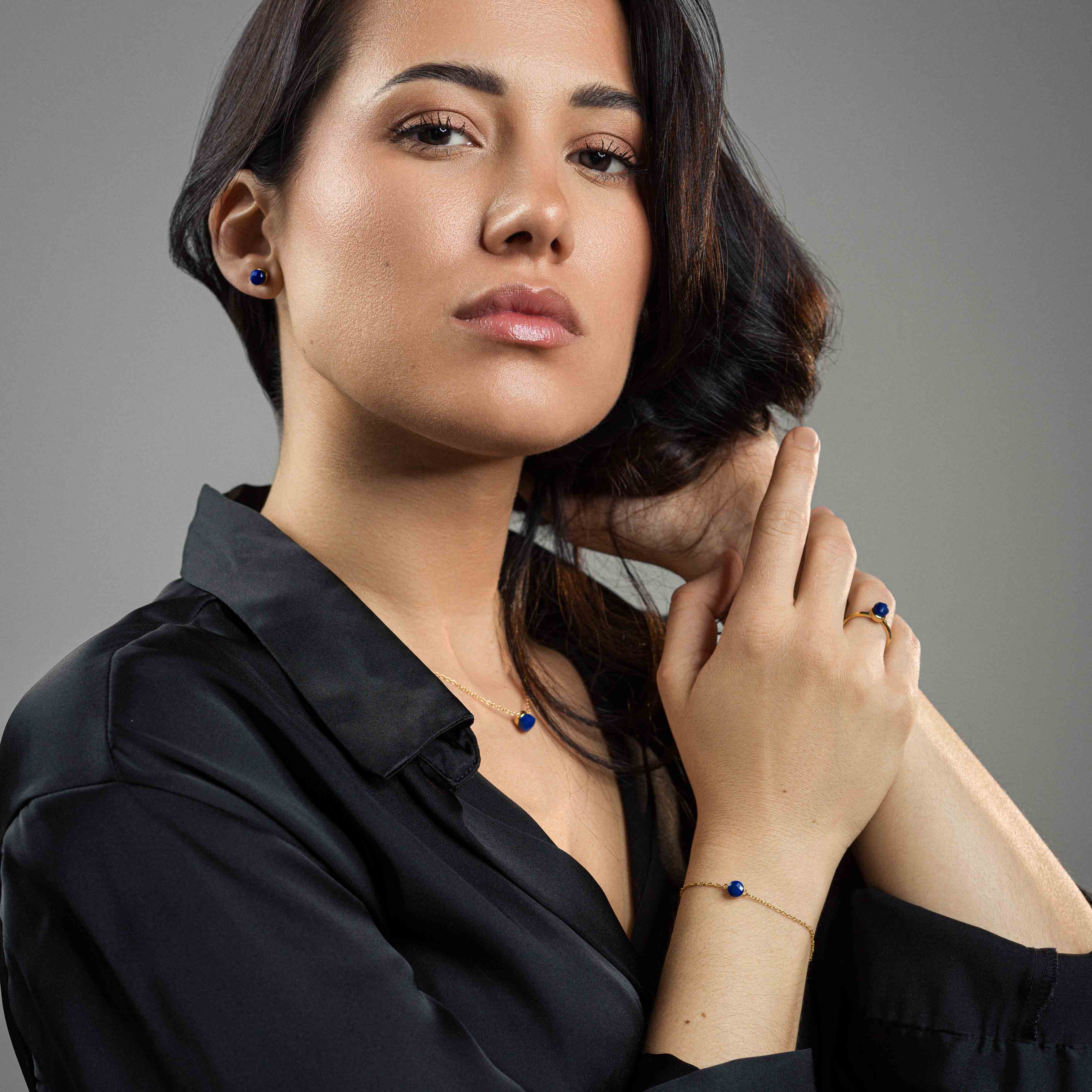 Collier, bracelet et boucles d'oreilles Aurora en pierres Lapis-lazuli - SLOYA