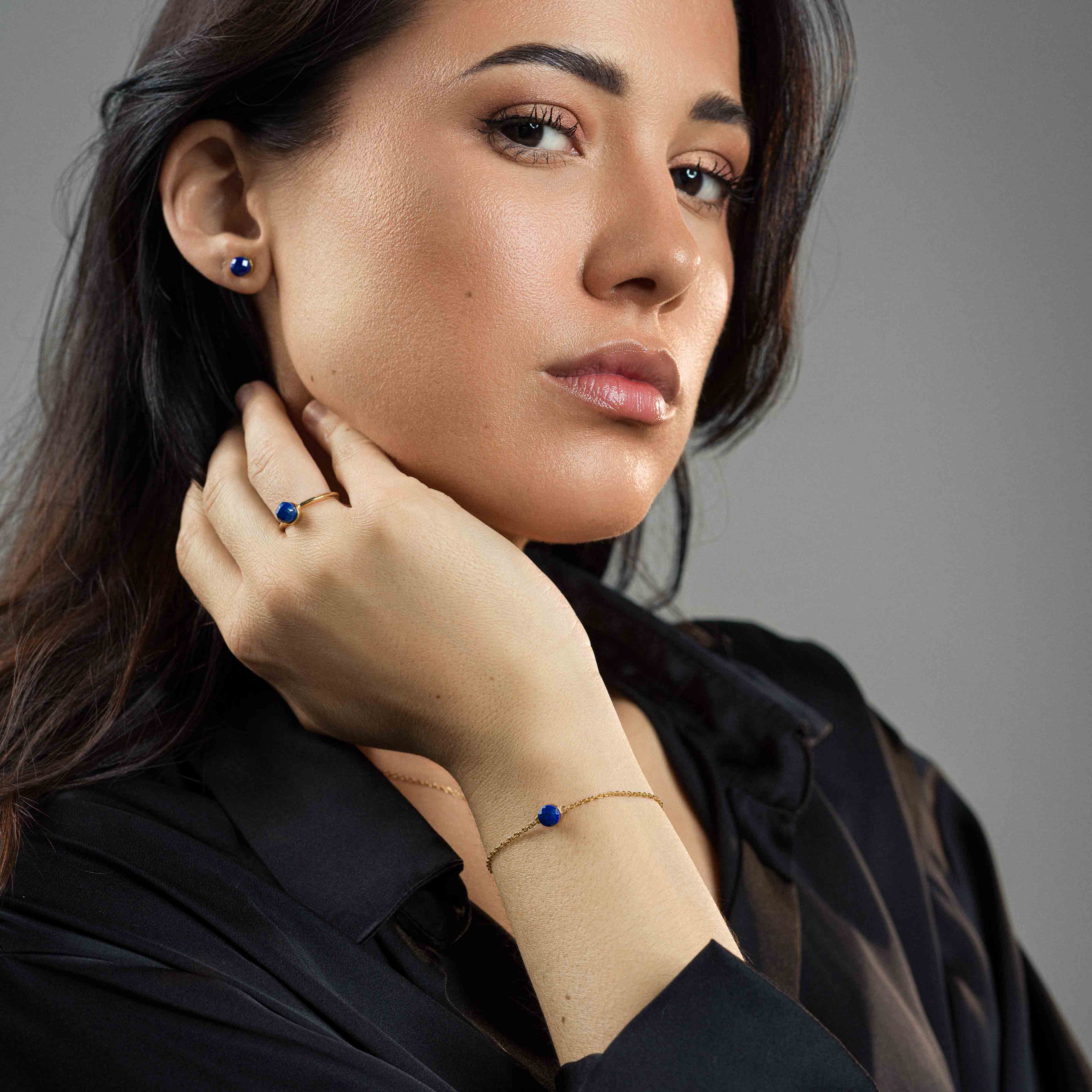 Collier, bracelet et boucles d'oreilles Aurora en pierres Lapis-lazuli - SLOYA