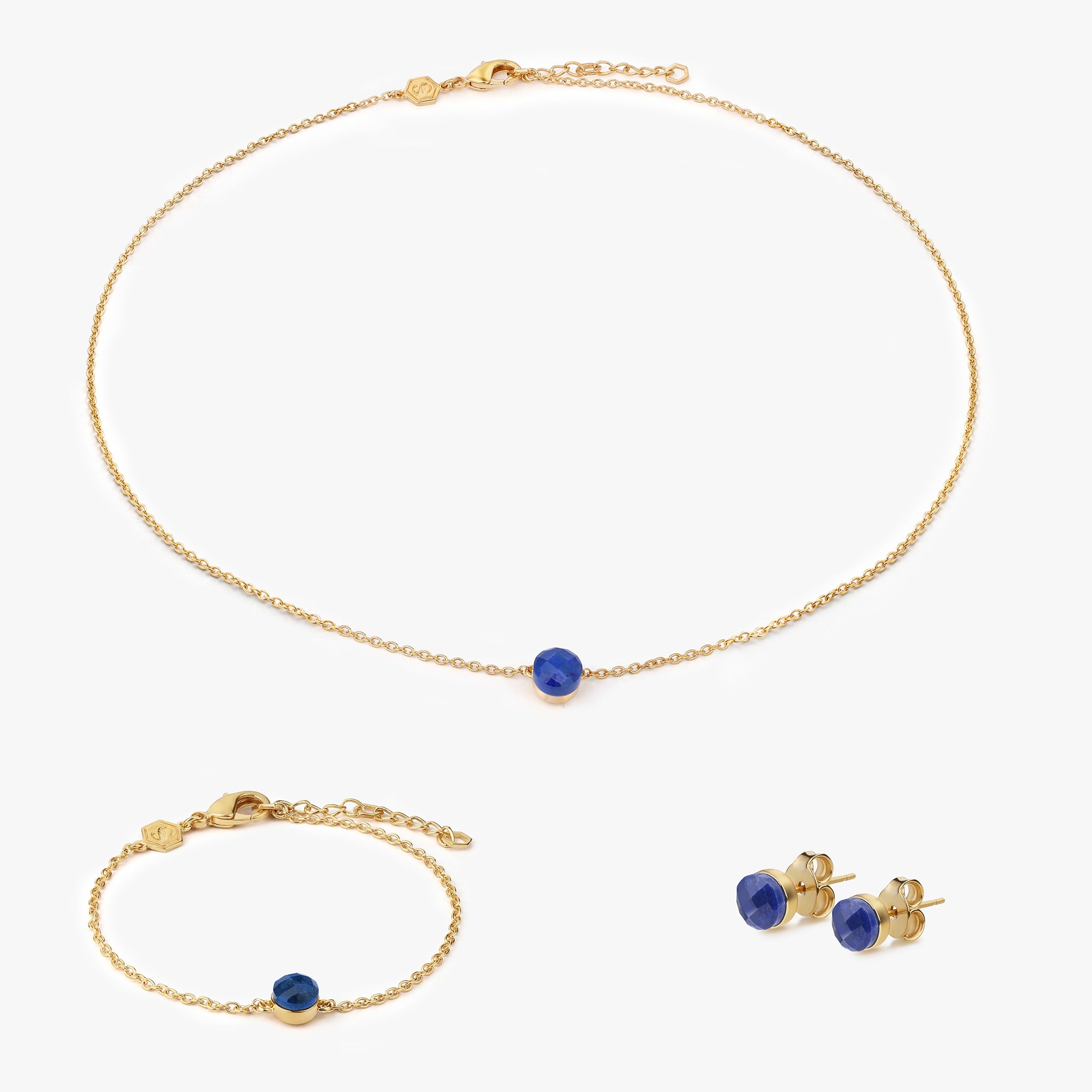 Collier, bracelet et boucles d'oreilles Aurora en pierres Lapis-lazuli - SLOYA