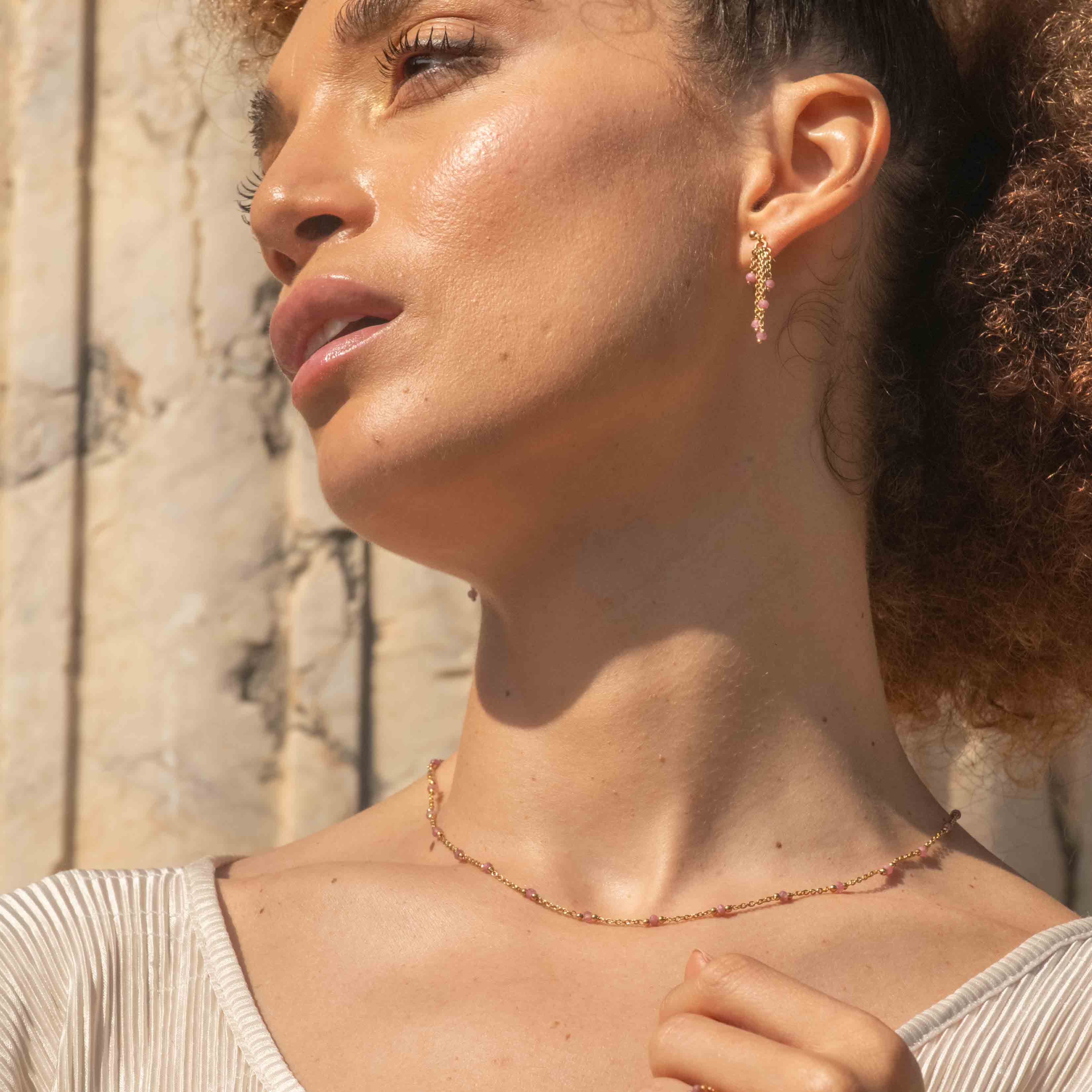 Collier, bracelet et boucles d'oreilles Elyssa en pierres Tourmaline - SLOYA