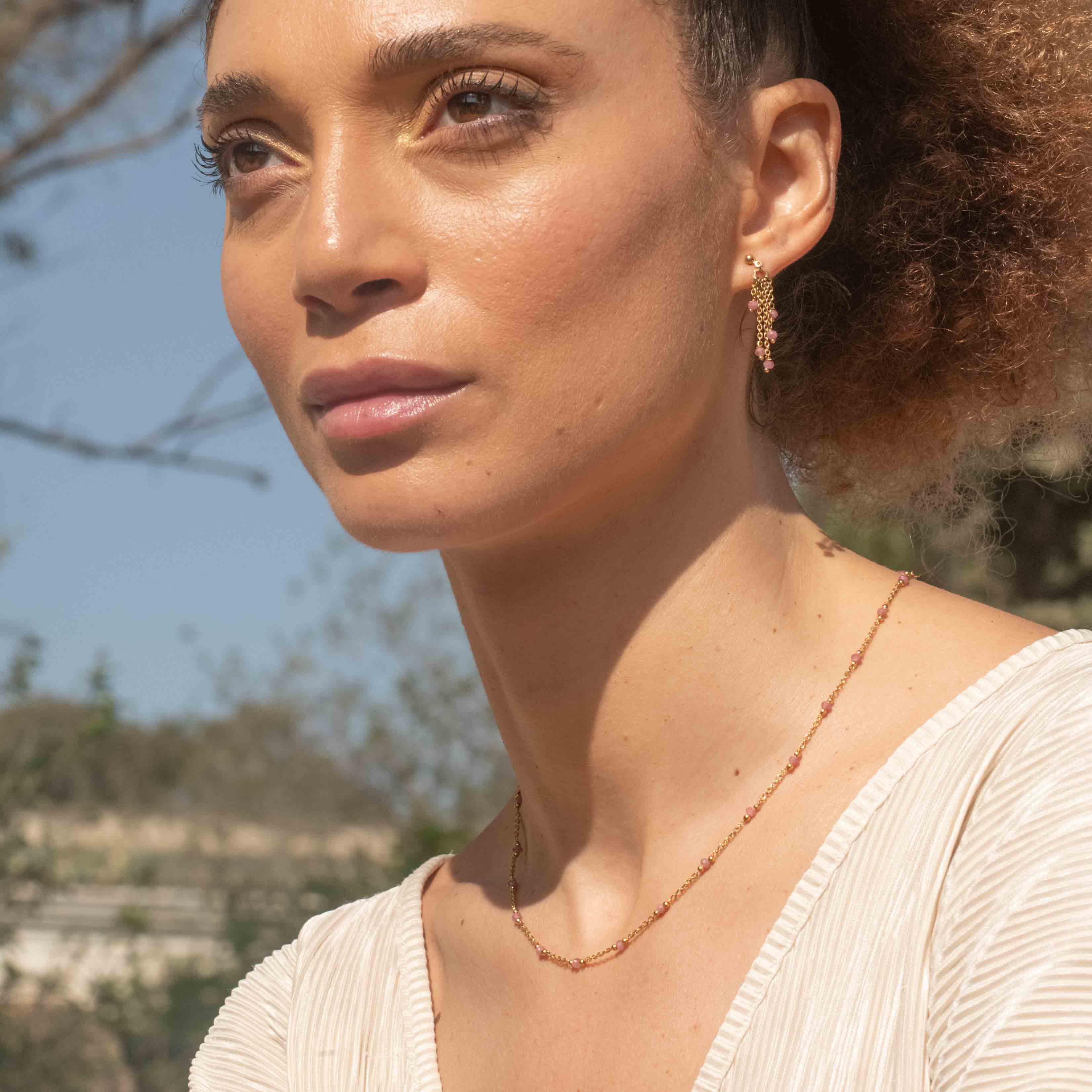 Collier, bracelet et boucles d'oreilles Elyssa en pierres Tourmaline - SLOYA