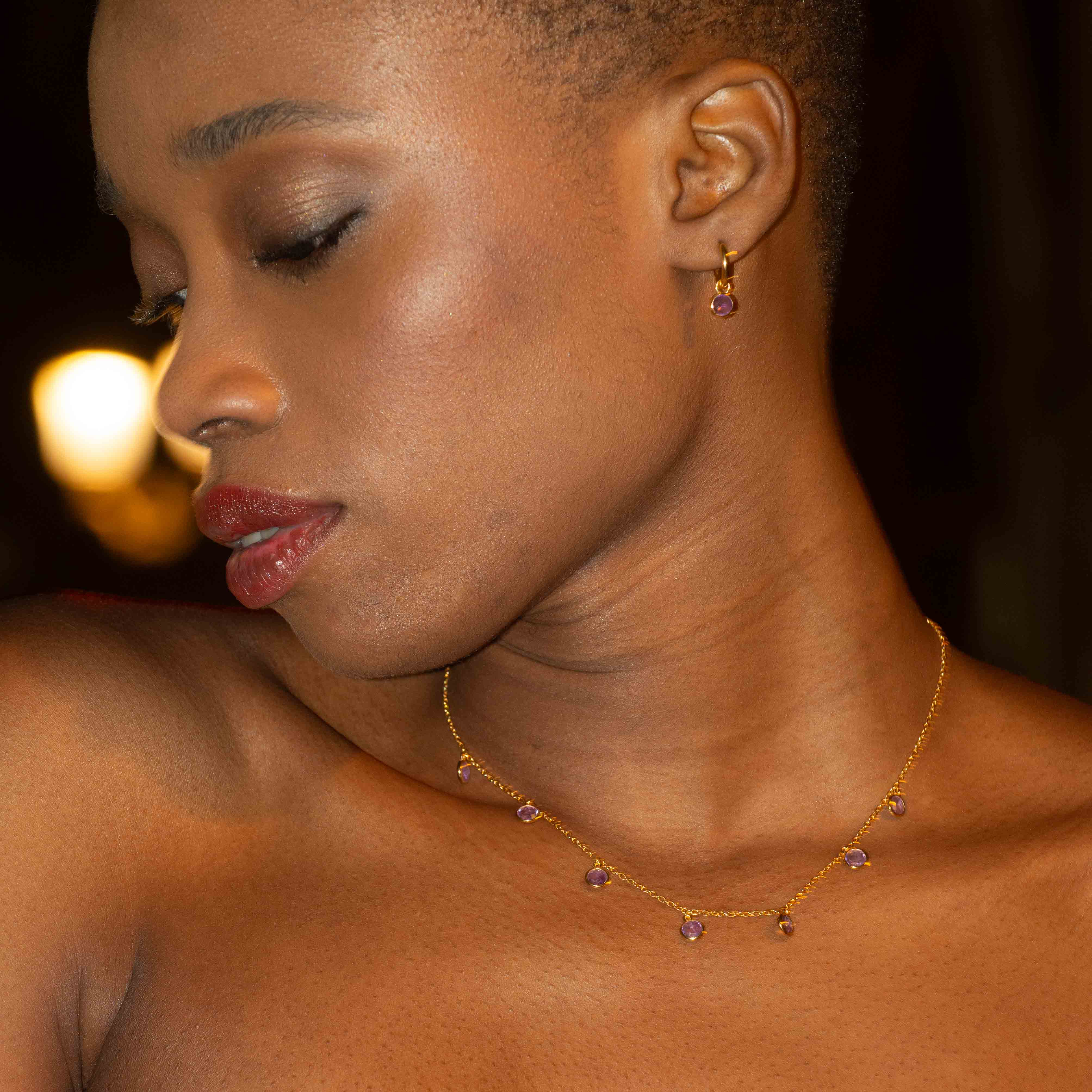 parure Collier, bracelet et boucles d'oreilles Gemia en pierres Améthyste