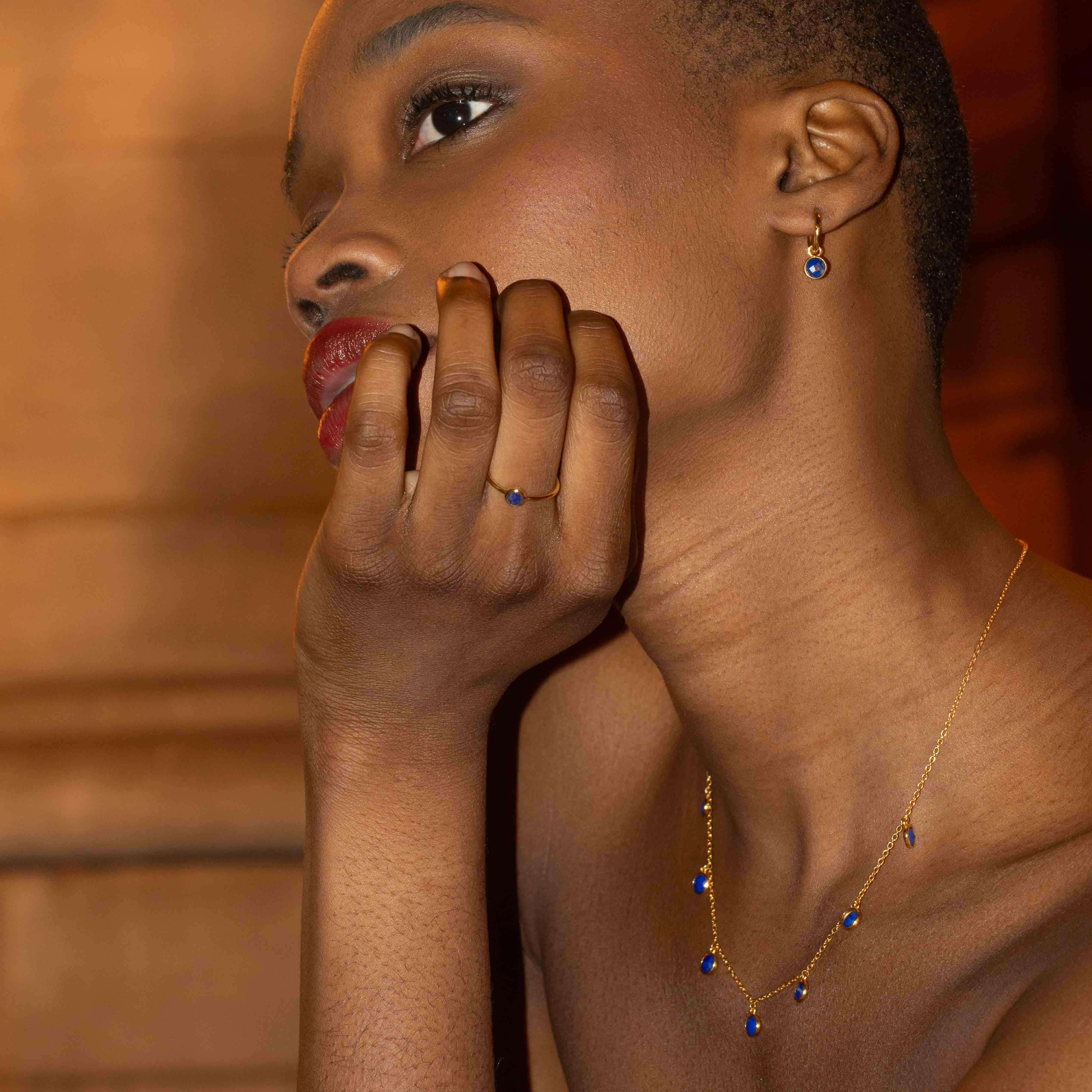 Bague Gemia en pierre Lapis-lazuli plaqué or - SLOYA