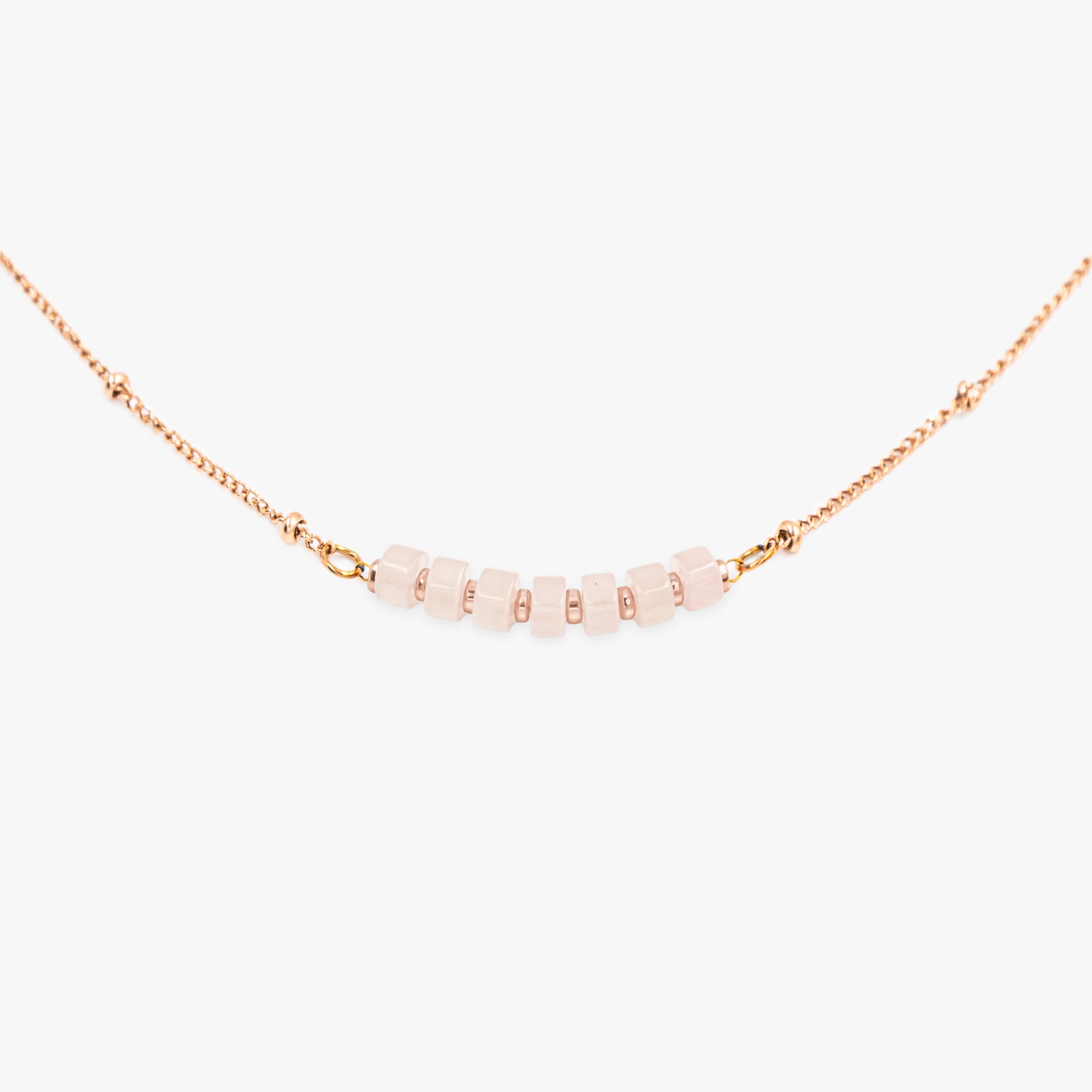 Collier PIANA en pierres de quartz rose - SLOYA