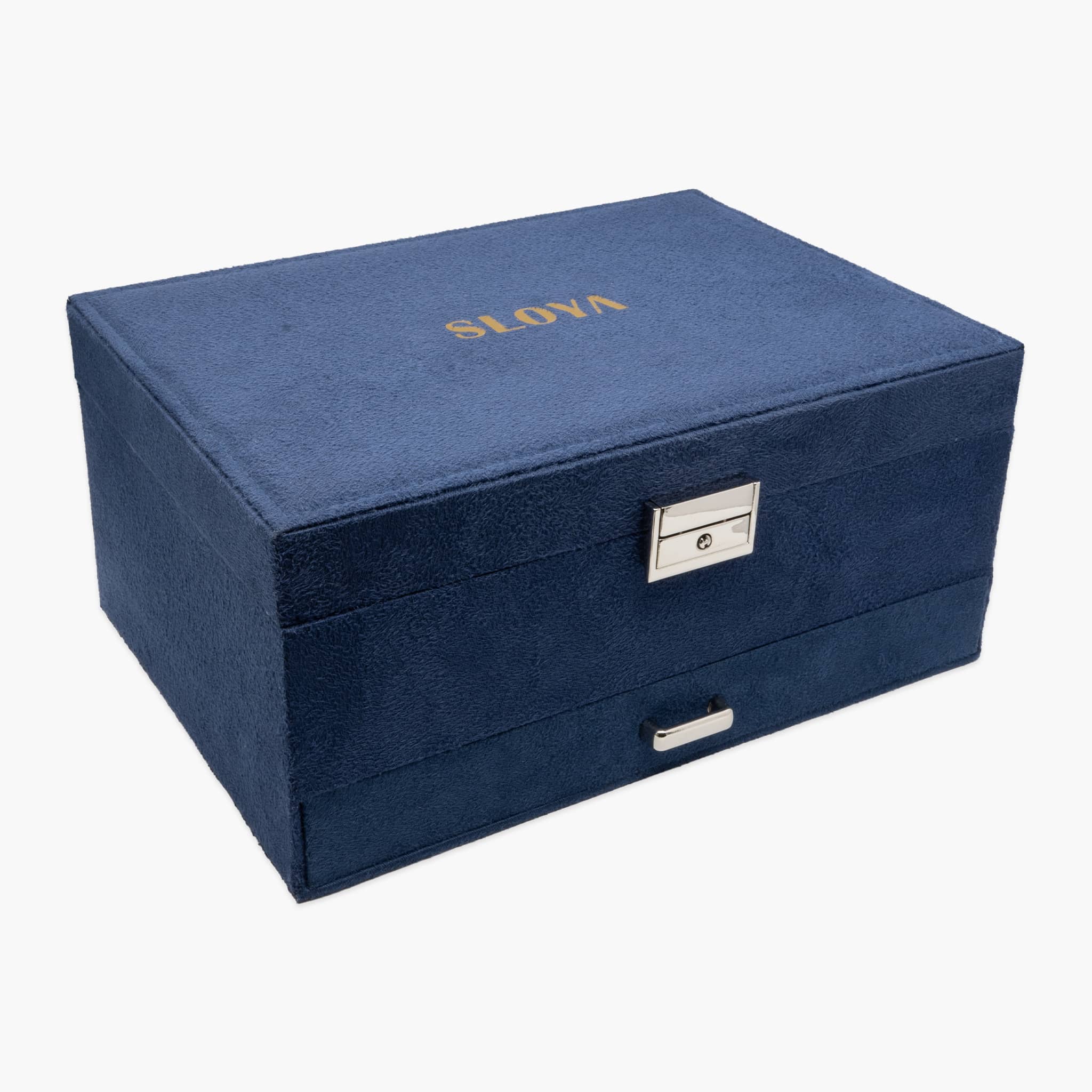 Grande boîte à bijoux velours bleu lapis lazuli - SLOYA